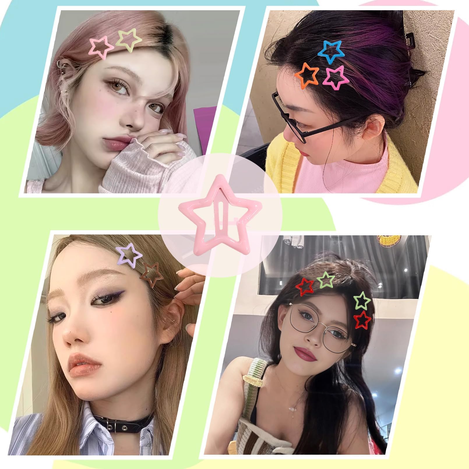 Drnytunk star hair clip color assortment pack shown for tidy storage.