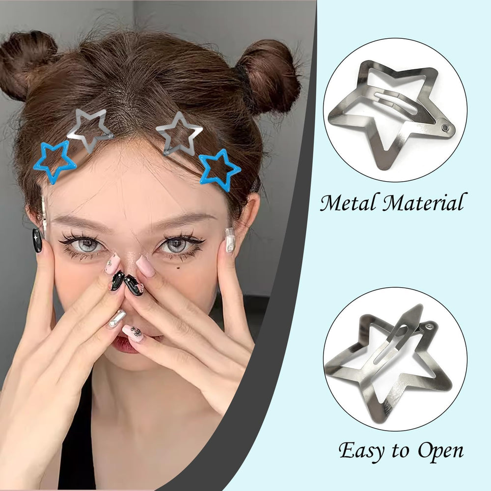 Drnytunk star hair clip metallic shine adds chic accent to hairstyle.