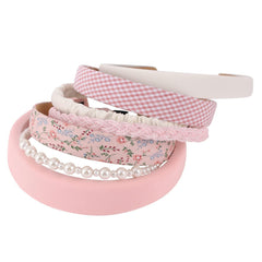 Drnytunk women's pearl floral headband with rose bloom close-up, secure and elegant.