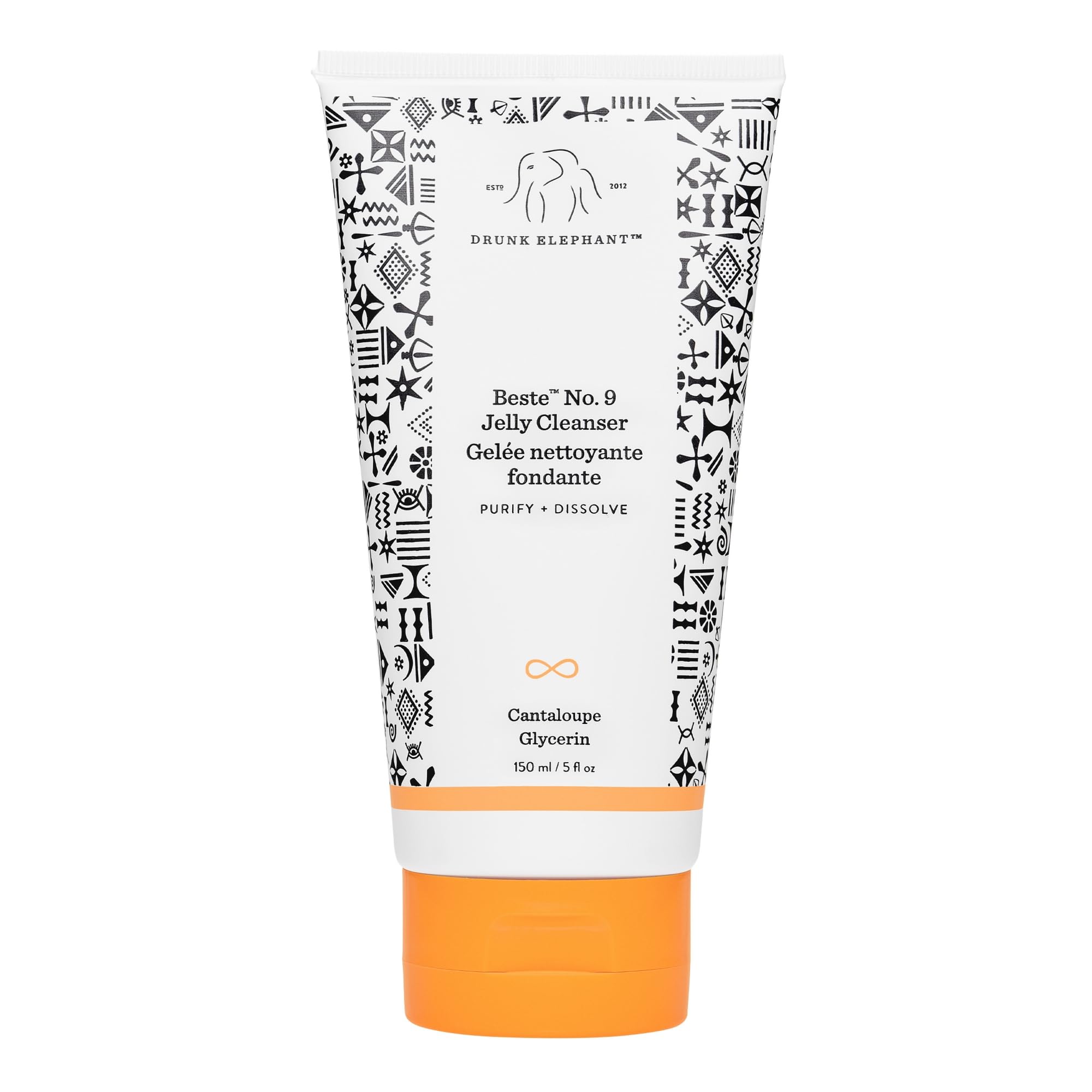 Drunk Elephant Beste No. 9 jelly cleanser bottle pour removes makeup gently.