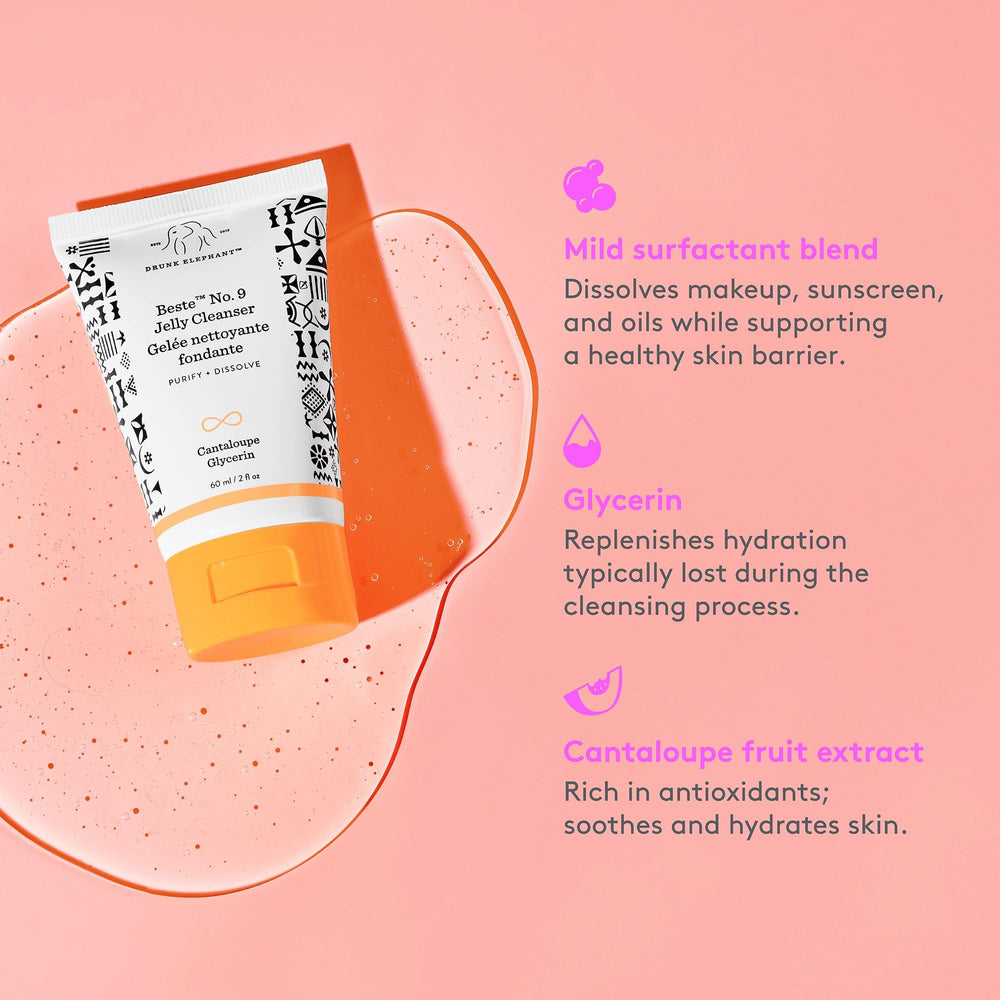Drunk Elephant Beste No. 9 Jelly Cleanser, limpieza suave y sin residuo.