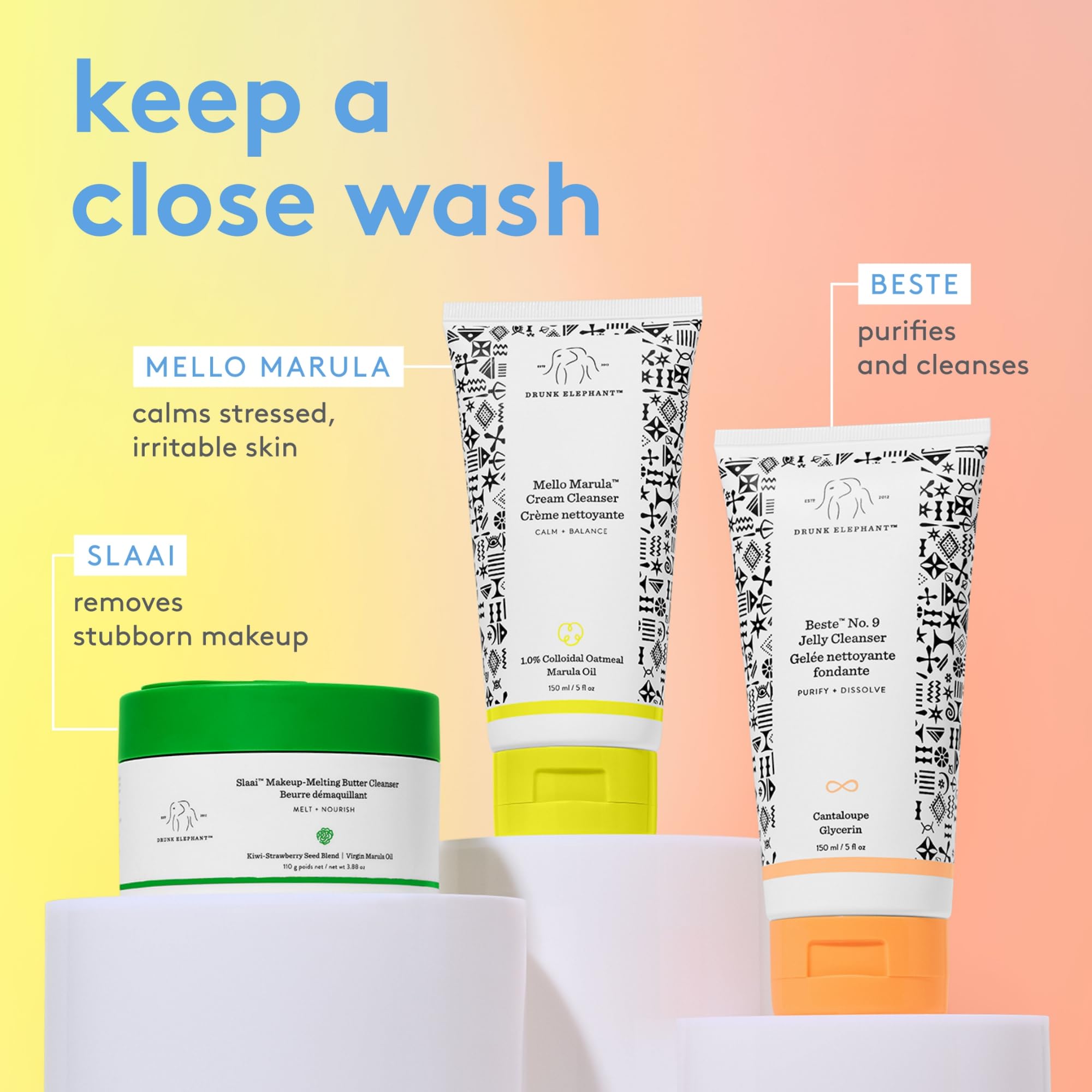 Rinse-off action showing clean skin after cleansing.