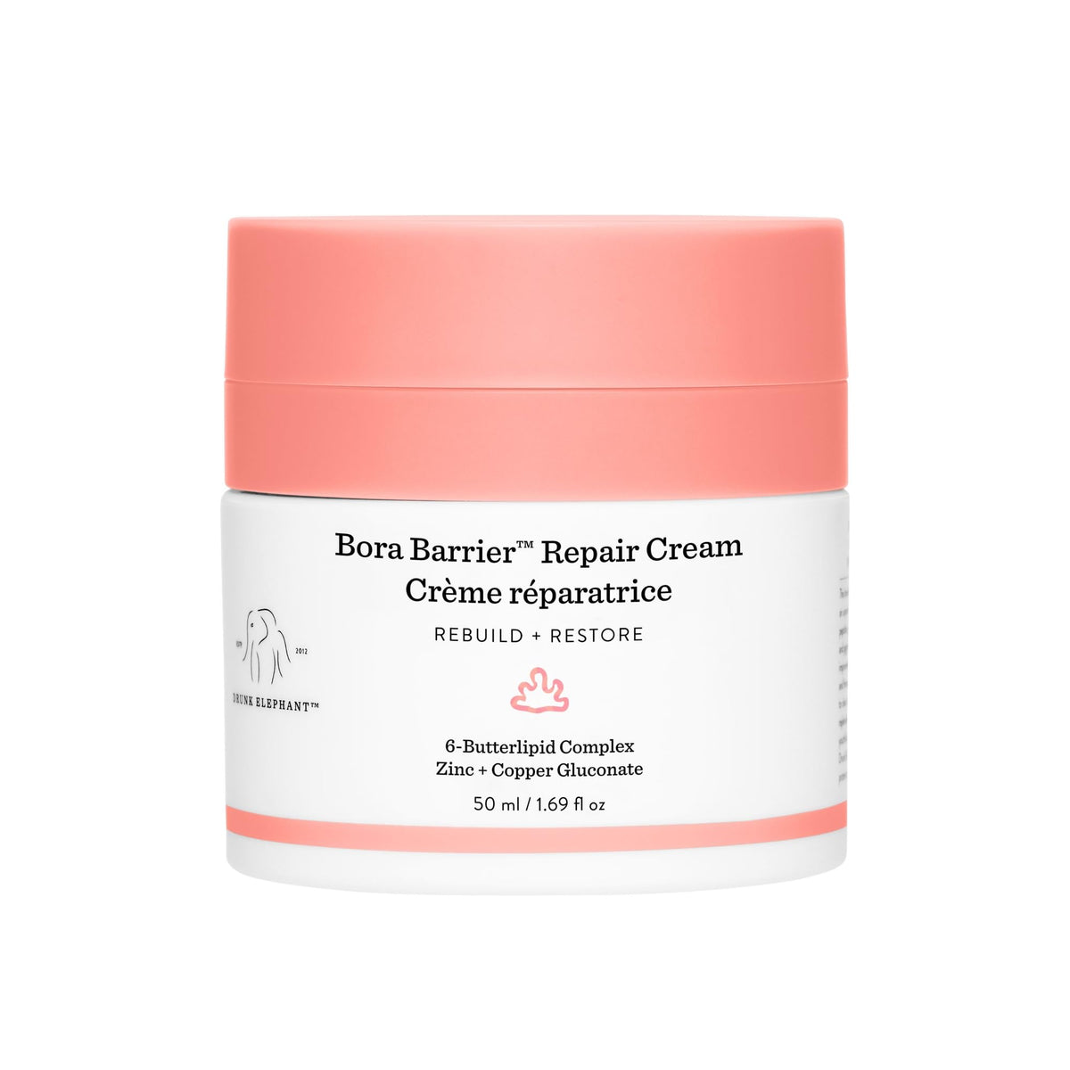 Drunk Elephant Bora Barrier Cream jar showing rich hydration for dry skin