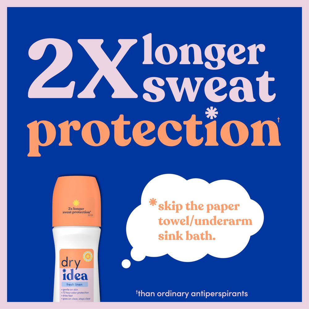 Dry Idea 2X longer sweat protection shown for all day dryness