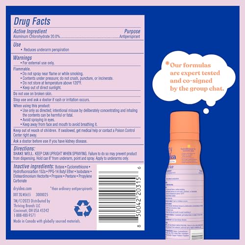 Dry Idea desodorante spray sin fragancia visto desde el dorso de la mano, protección