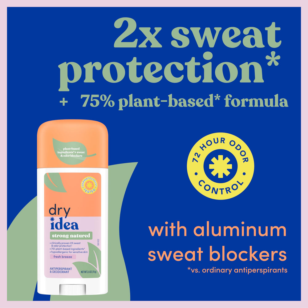 Dry Idea etiqueta 75% vegetal, ideal para piel sensible.