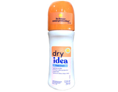 Dry Idea roll-on application on skin for a smooth, residue-free glide.