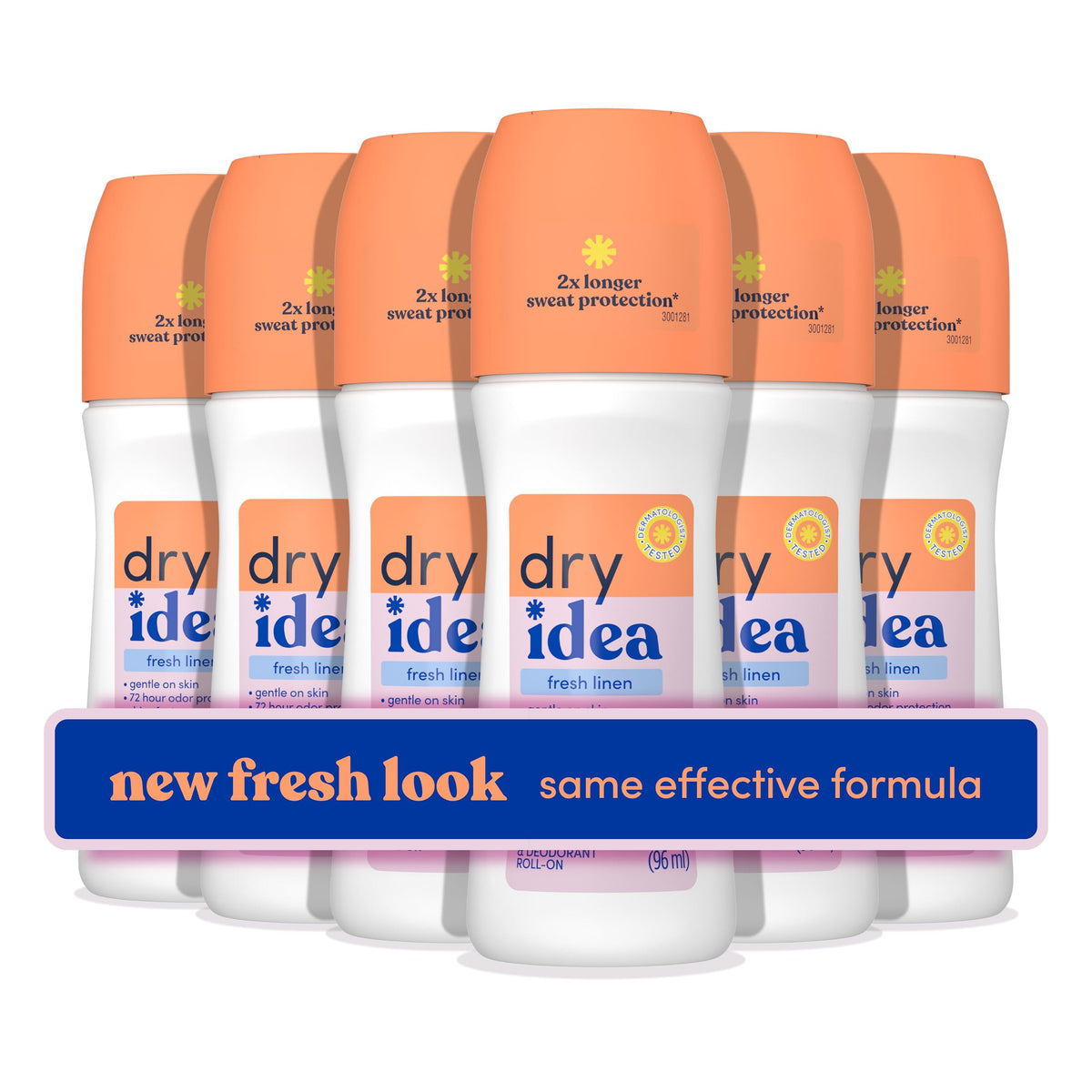 Dry Idea unscented roll-on bottle for women with clear, quick-drying application