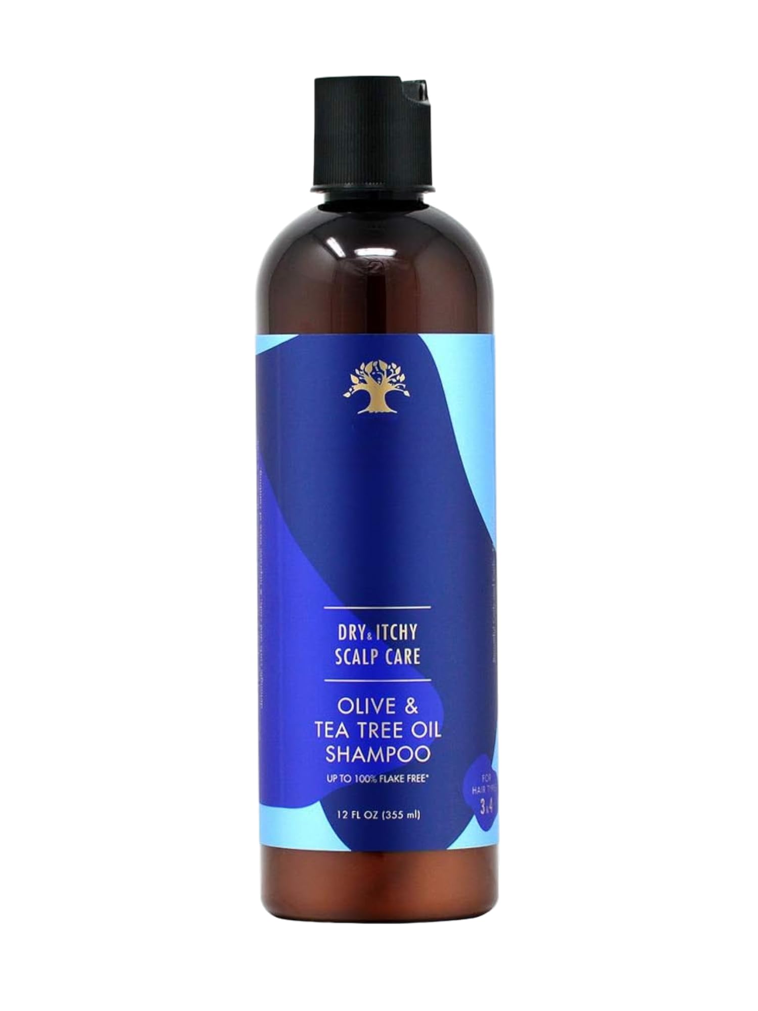 Dry & Itchy Scalp Care Conditioner bottle pouring, deep hydration for textured hair.