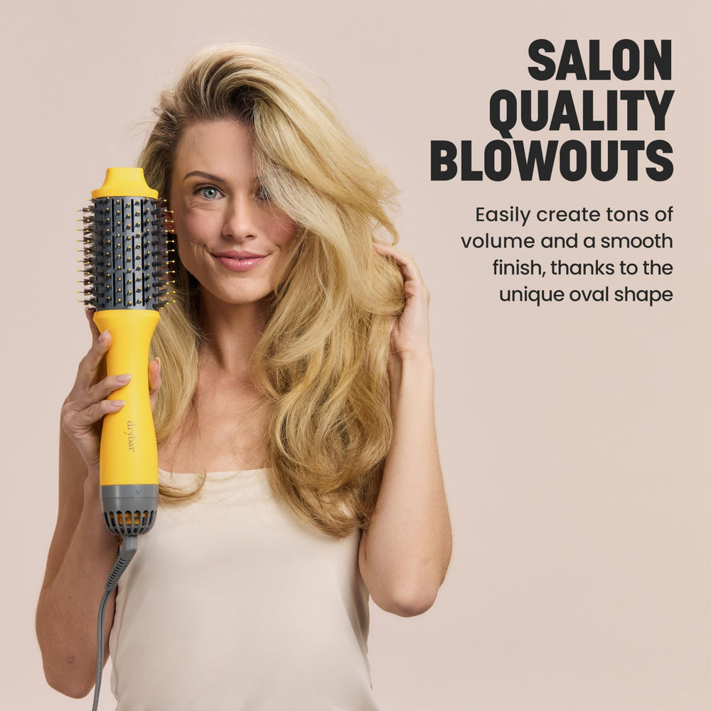 Drybar nylon and tufted bristles provide strong tension and control.