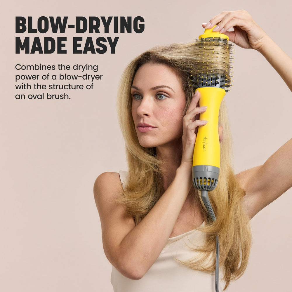 Drybar oval brush vents maximize airflow for faster blow-drying.