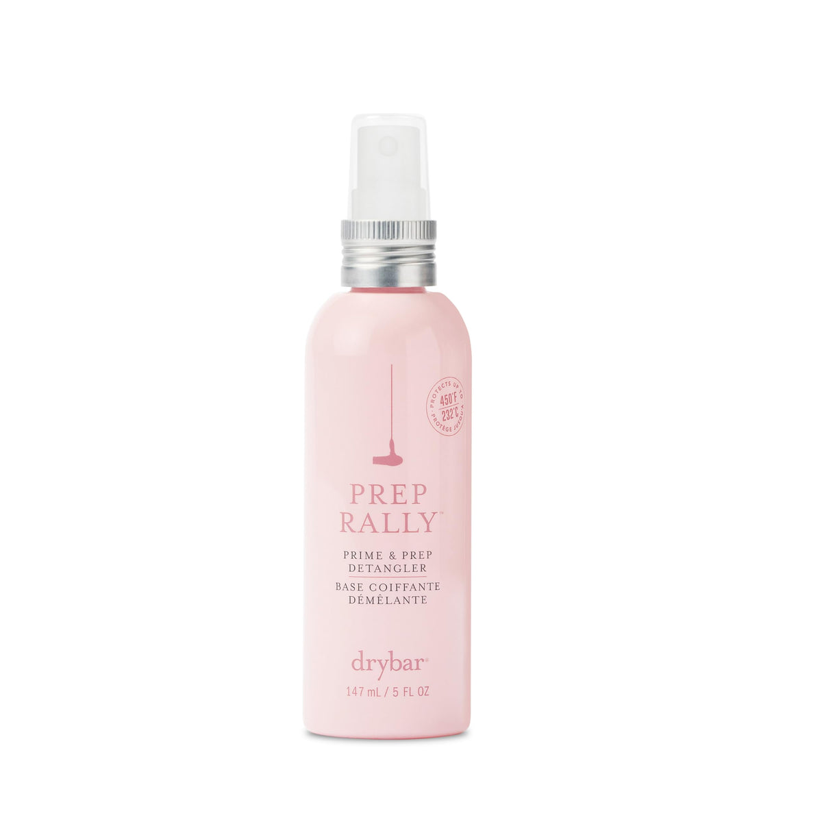 Drybar Prep Rally Noir bottle front view, lightweight detangler for daily styling.