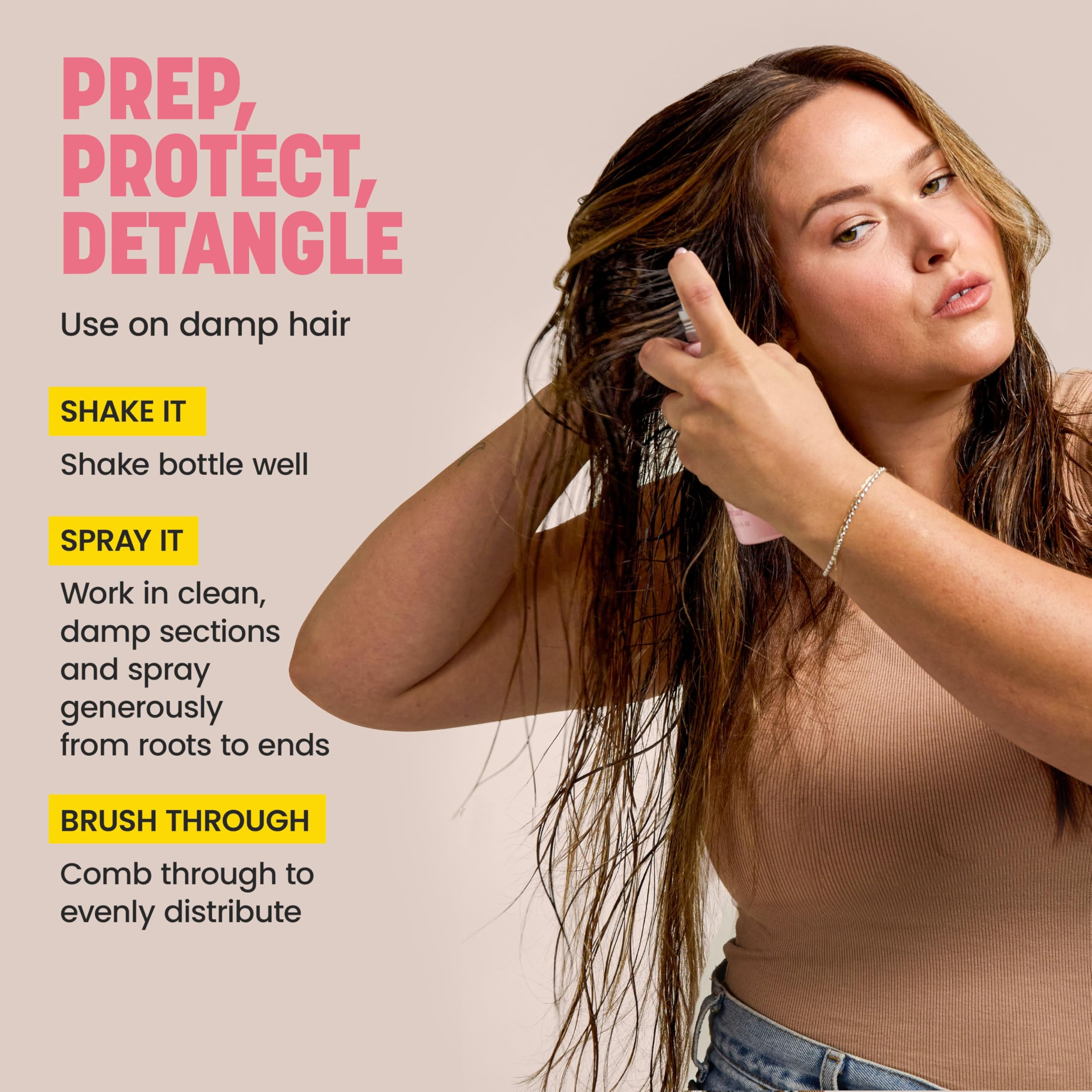 Drybar Prep Rally glide-through during brushing for easier detangling.