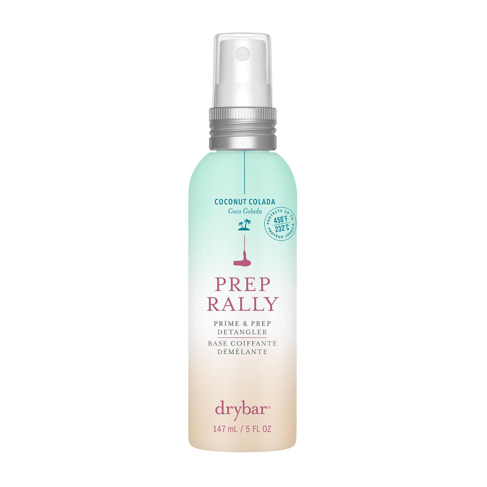 Drybar Prep Rally detangler bottle with coconut colada scent for smooth detangling.