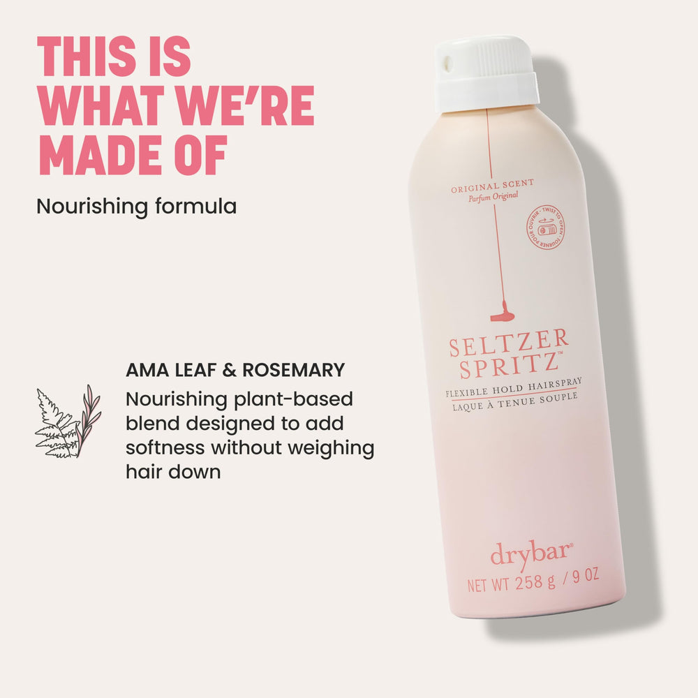 Drybar Seltzer Spritz acabado suave favorece el movimiento natural.