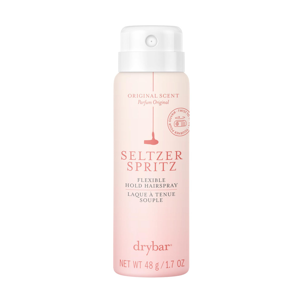 Drybar Seltzer Spritz atomizador ultrafino para aplicación uniforme y ligera.