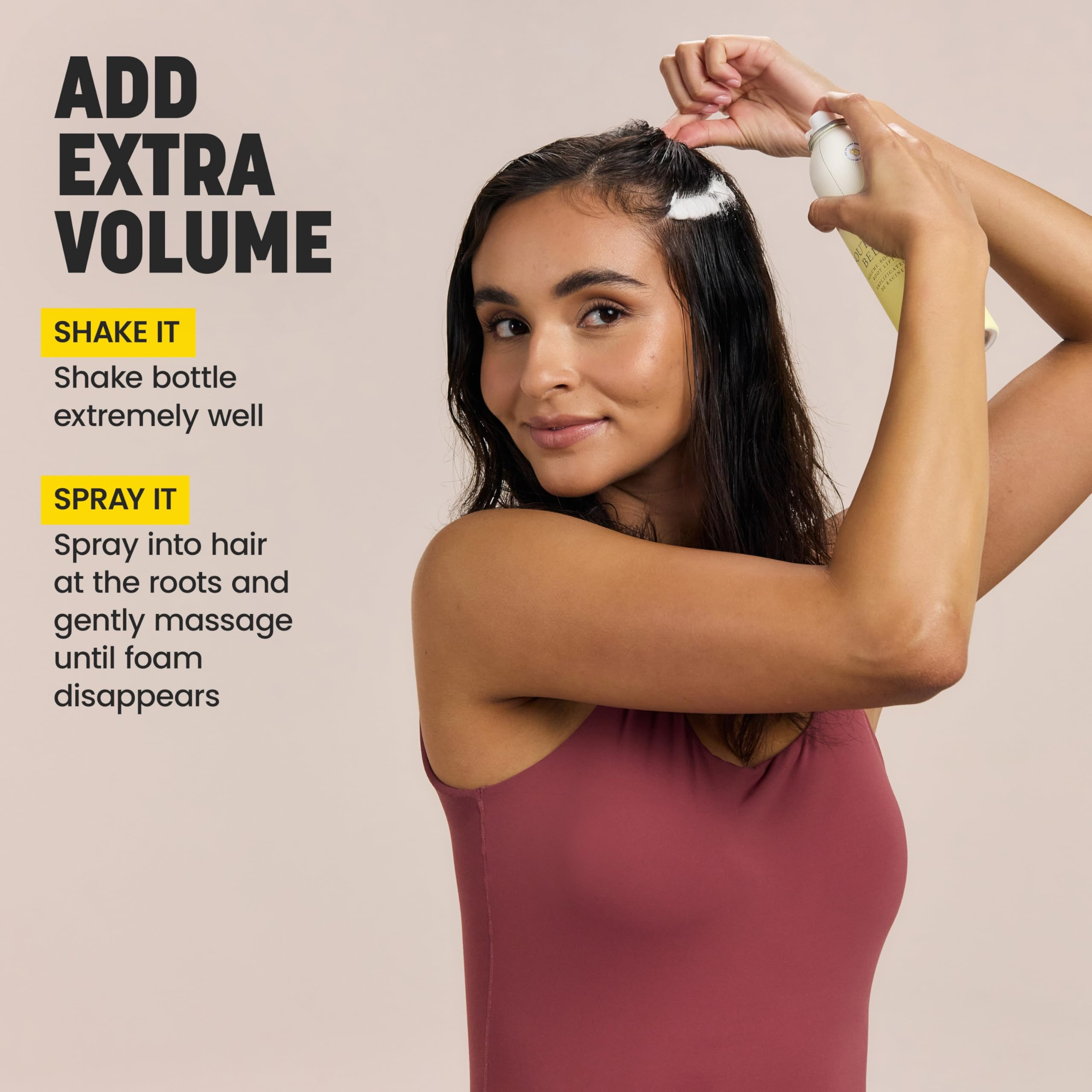 Drybar root-lifter applying to damp roots for added lift and fullness.