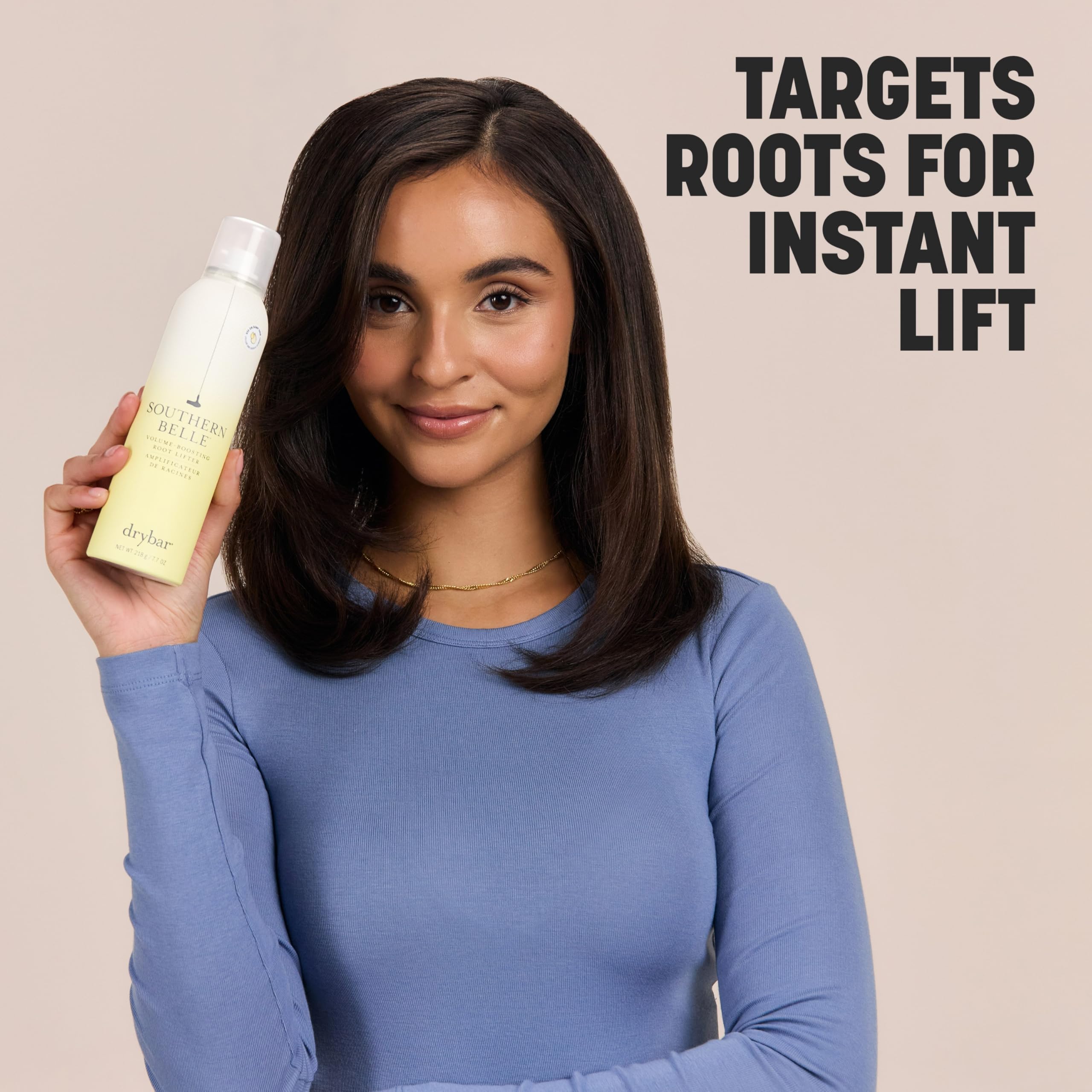 Drybar Southern Belle volume-boosting root-lifter close-up with sleek bottle design.