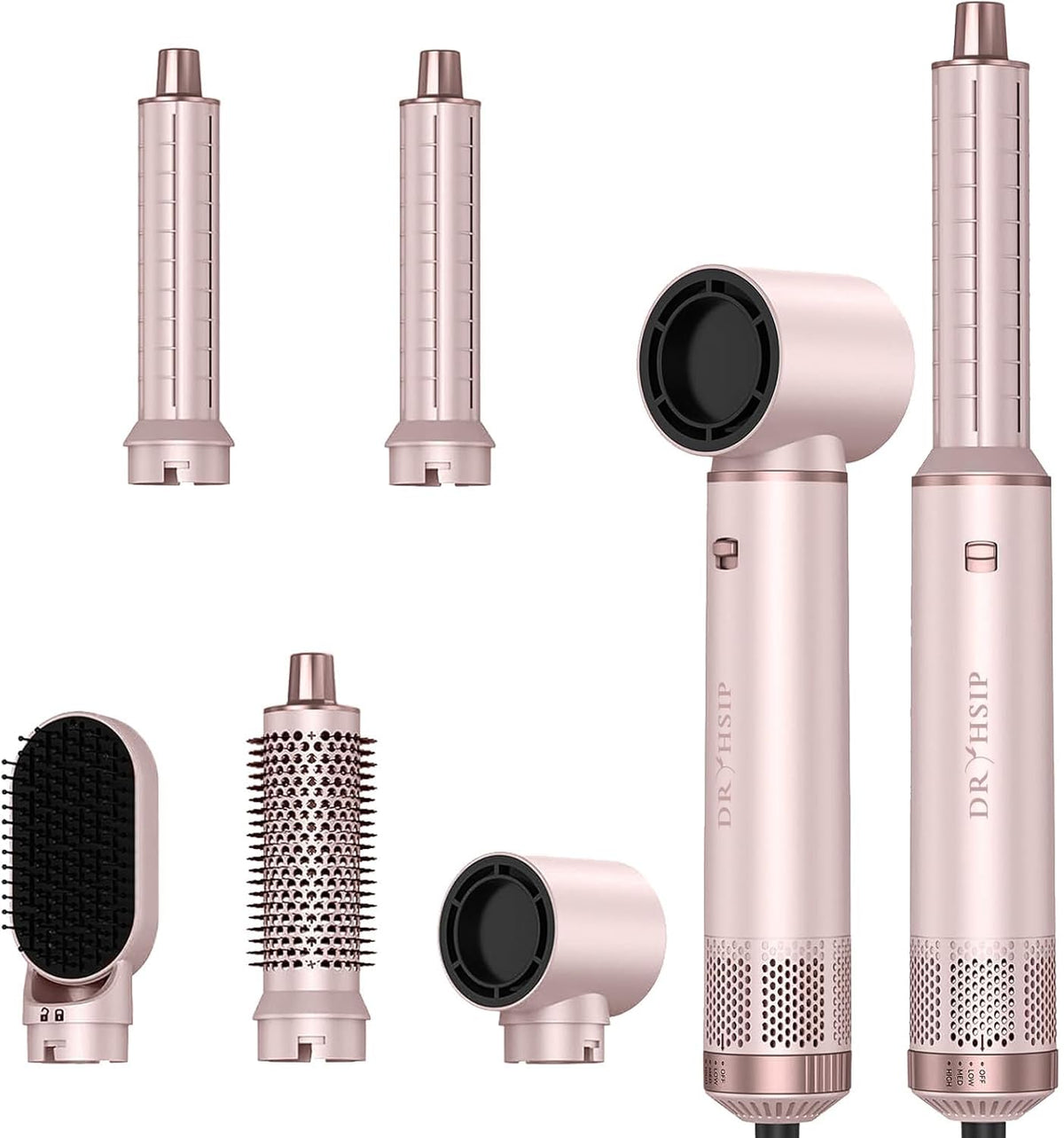 Dryhsip 5-in-1 hair styler pink front view for easy daily styling