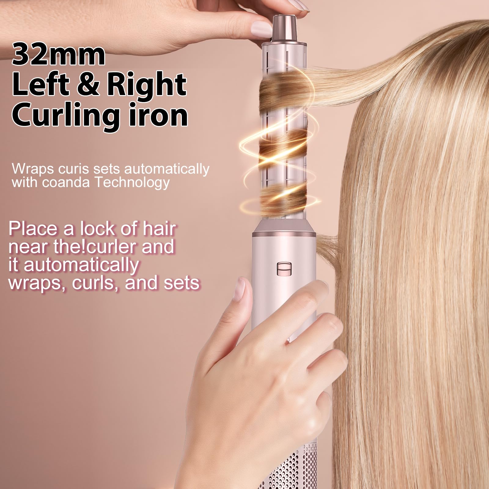 Dryhsip 5-in-1 hair styler pink side view with ergonomic grip
