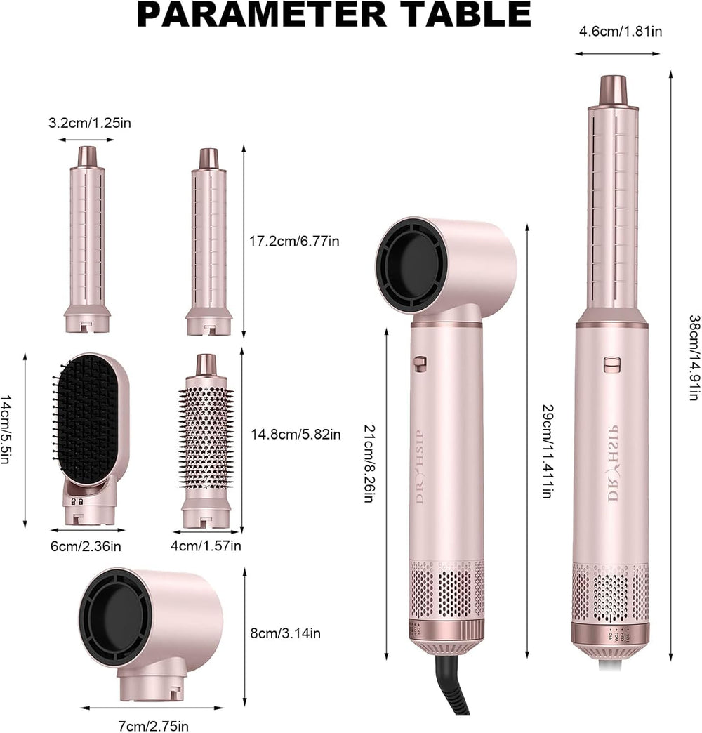 Dryhsip compact travel design with 5-in-1 styler in pink