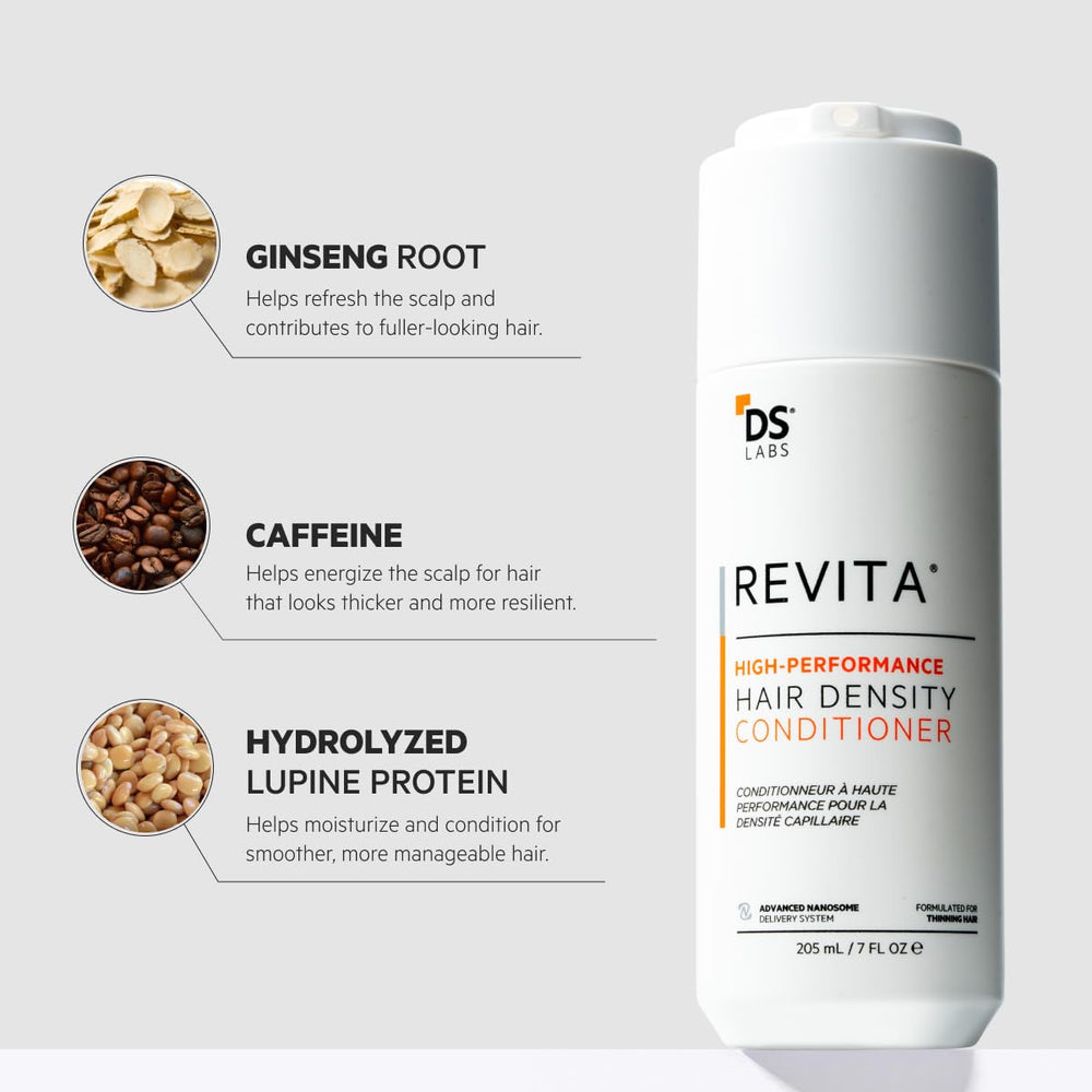 Revita Conditioner label close-up highlighting color-safe formula.
