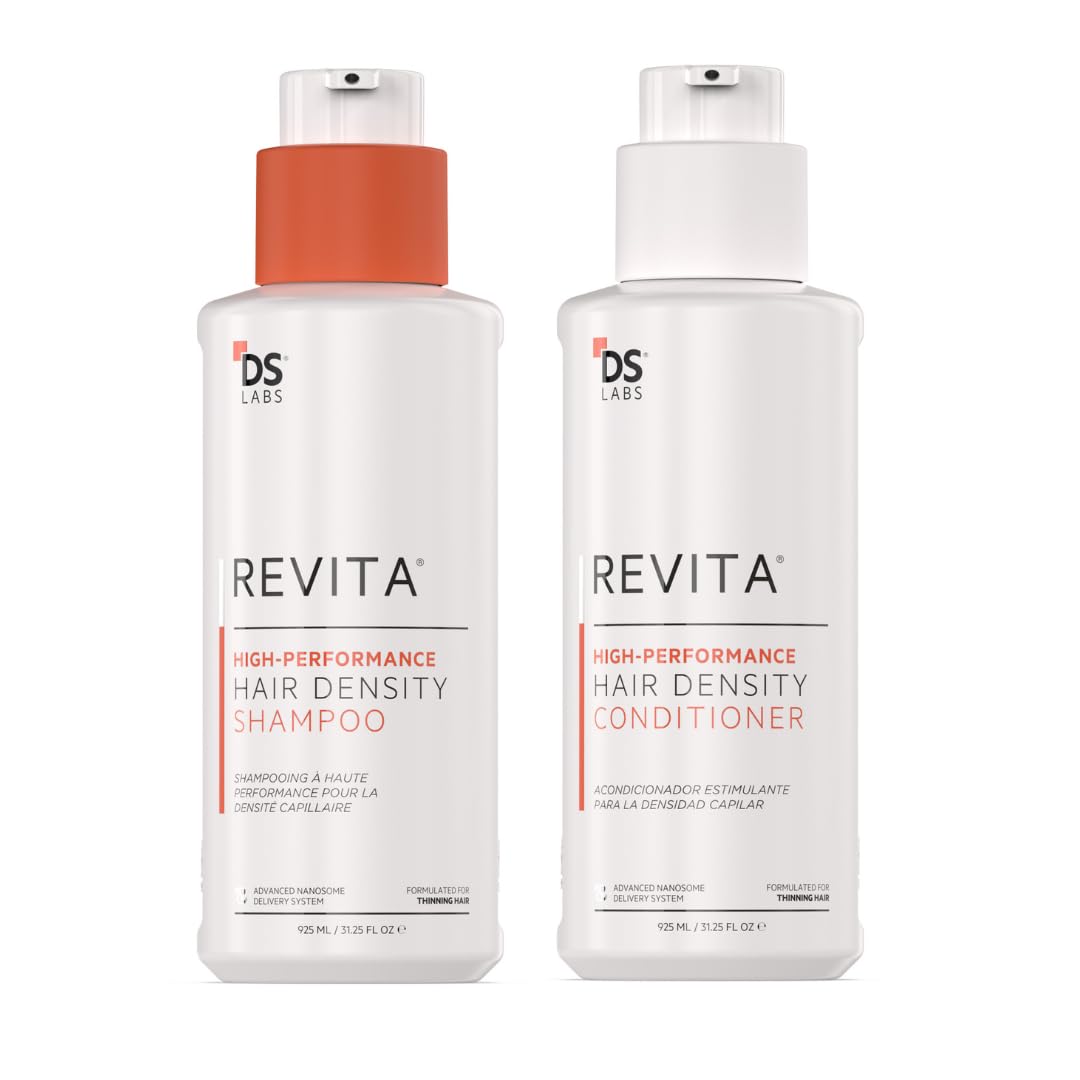 DS Laboratories Revita shampoo bottle pour promotes refreshed scalp and light lift