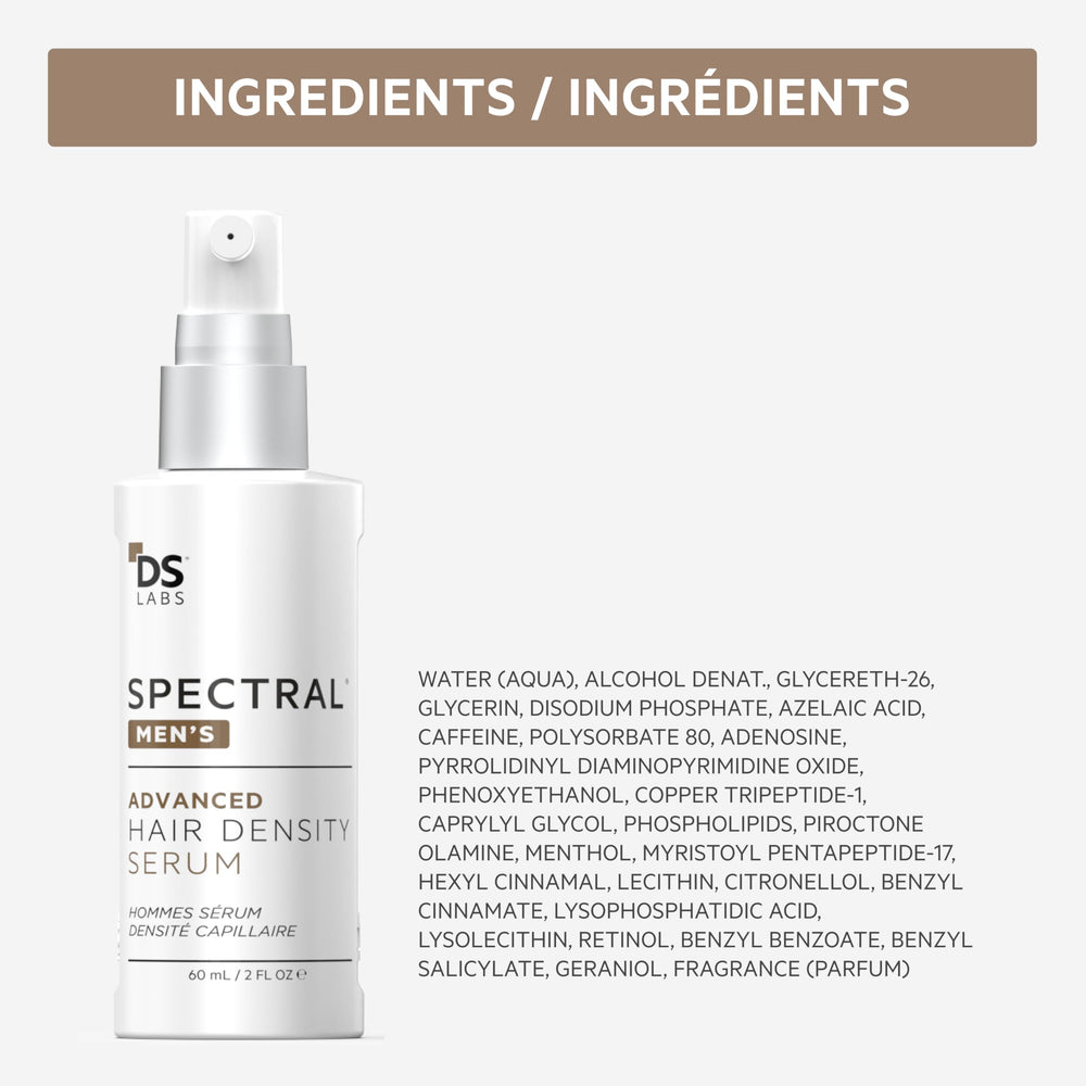 DS Labs Spectral Men’s Hair Density Serum 60mL travel-friendly bottle.