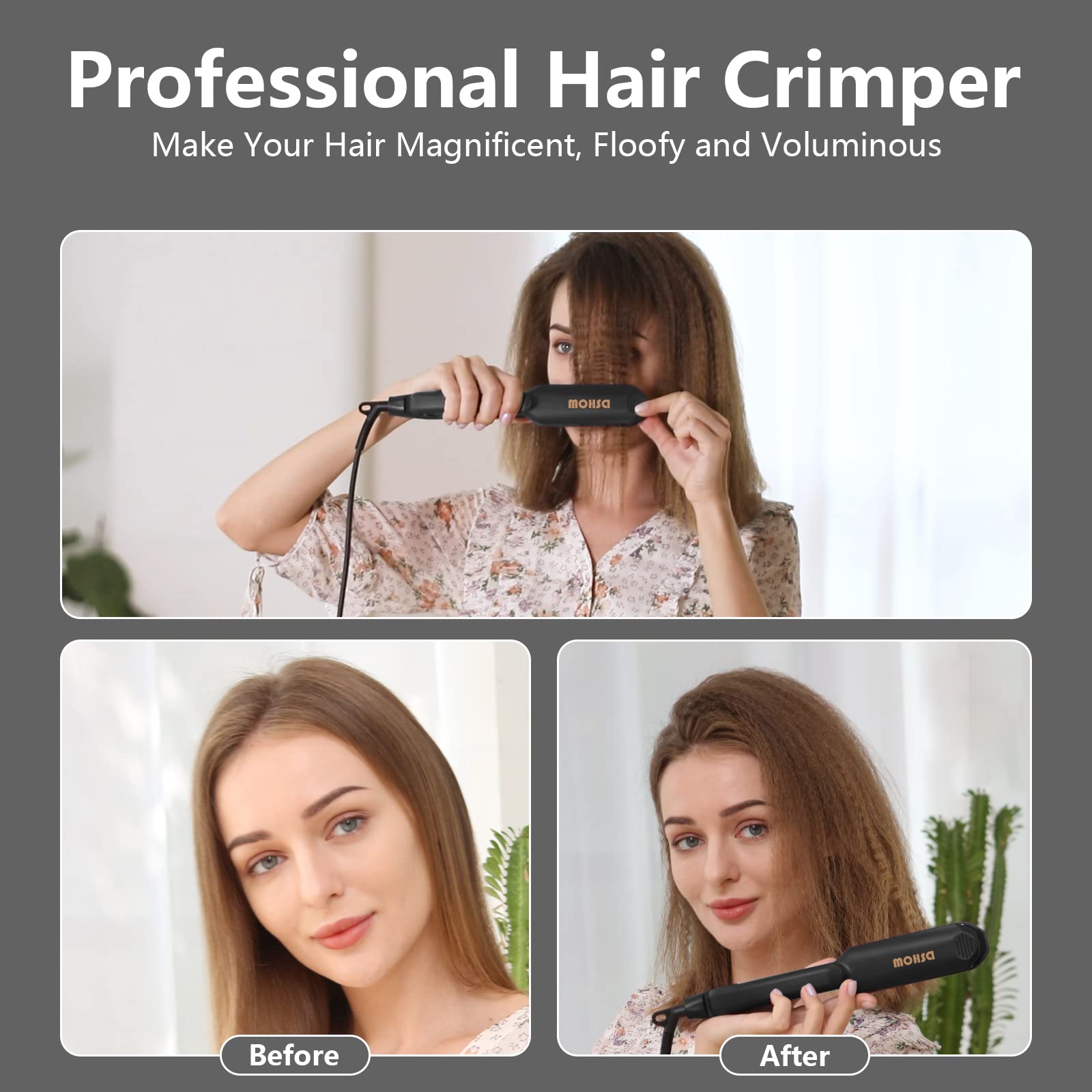 DSHOW crimping iron with five temperature levels for versatile styling