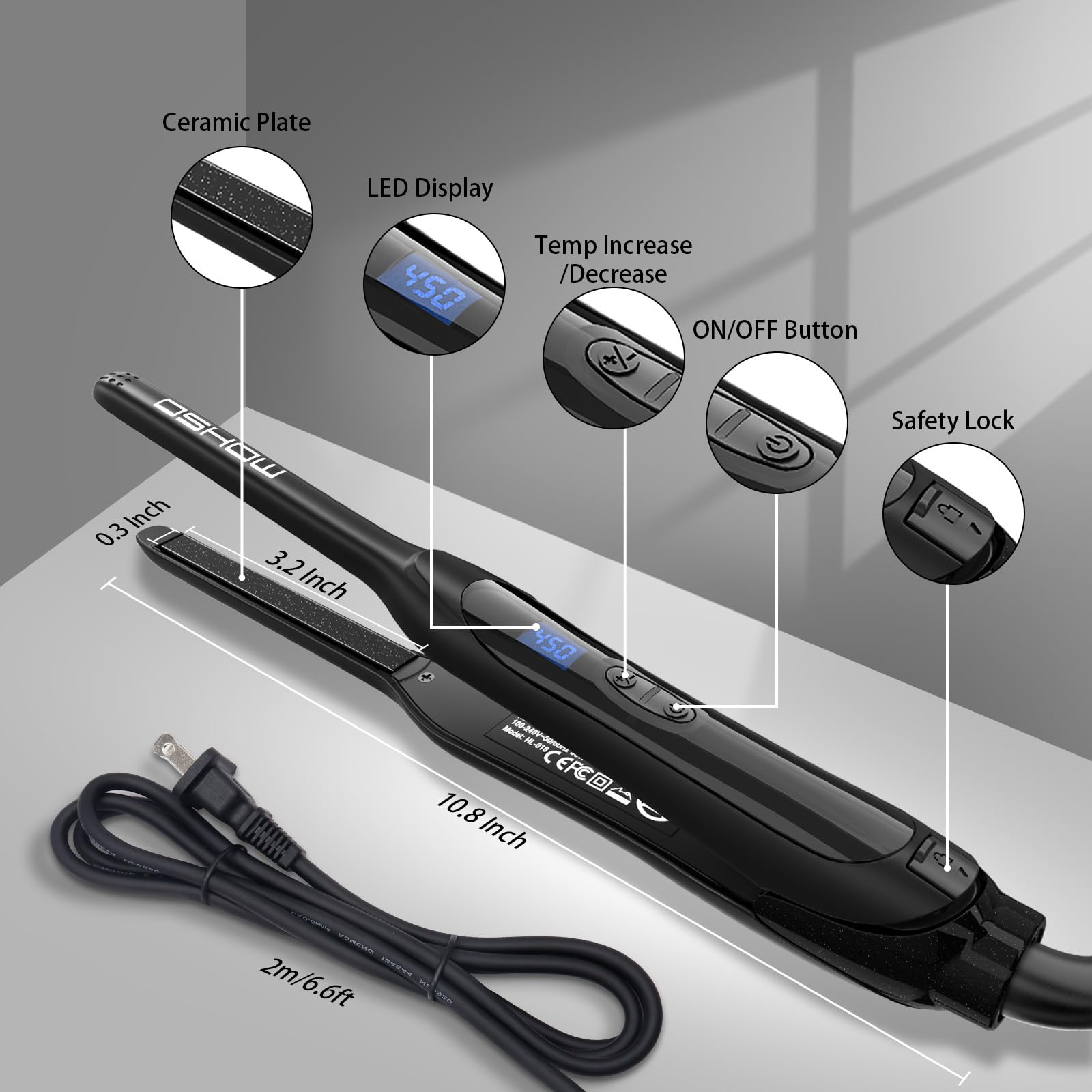 DSHOW Pencil Flat Iron anti mistouch mode keeps styling steady
