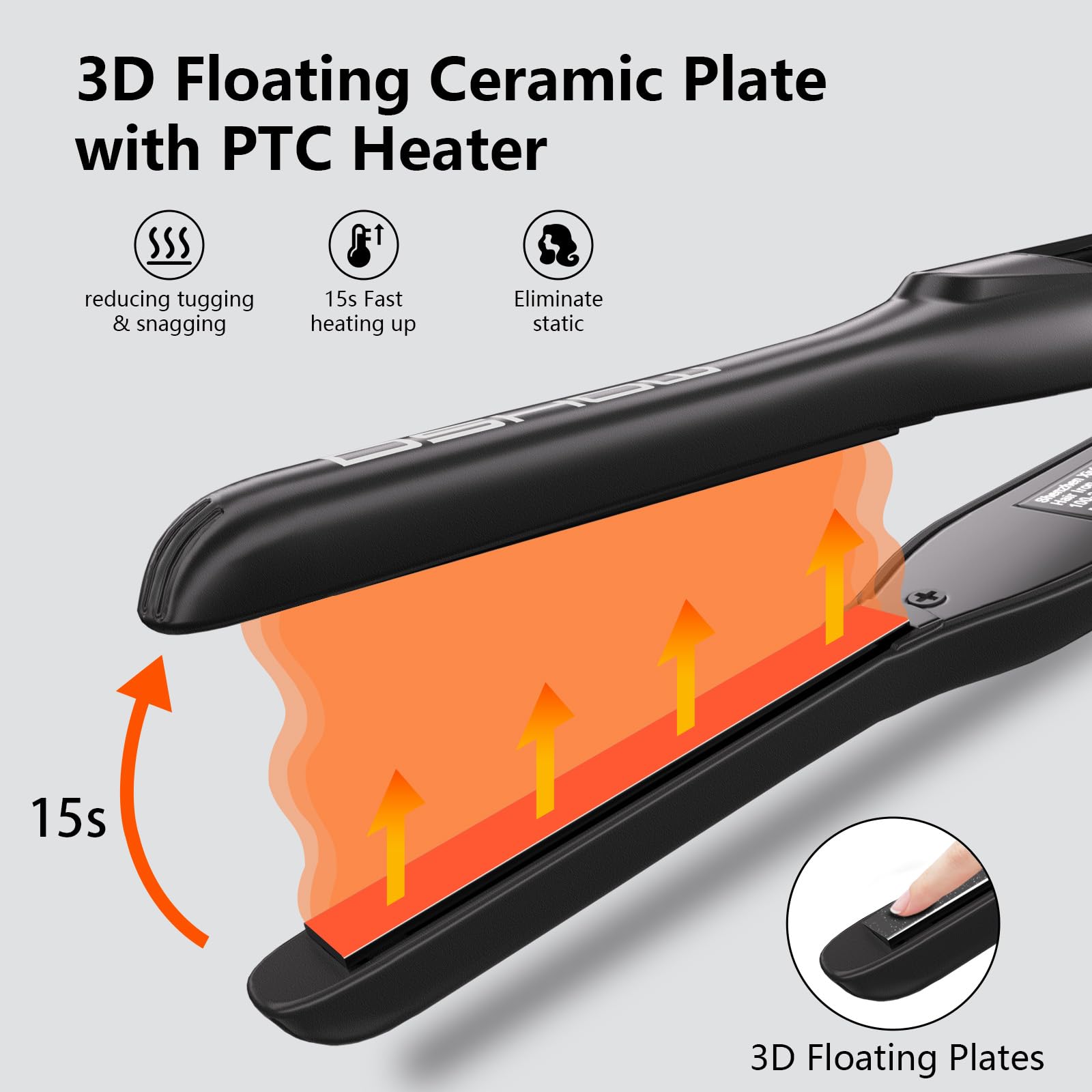 DSHOW Pencil Flat Iron digital temperature display for accurate settings