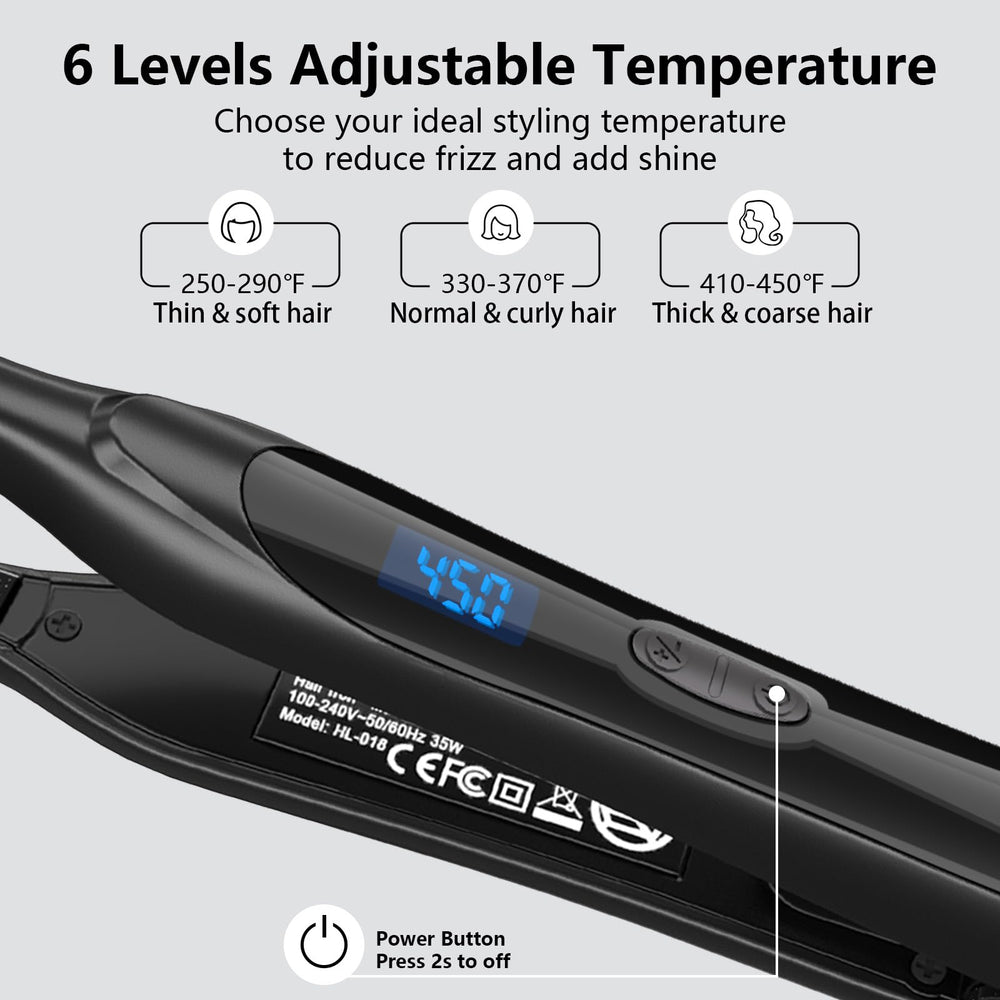 DSHOW Pencil Flat Iron uses PTC ceramic plates for fast, even heat