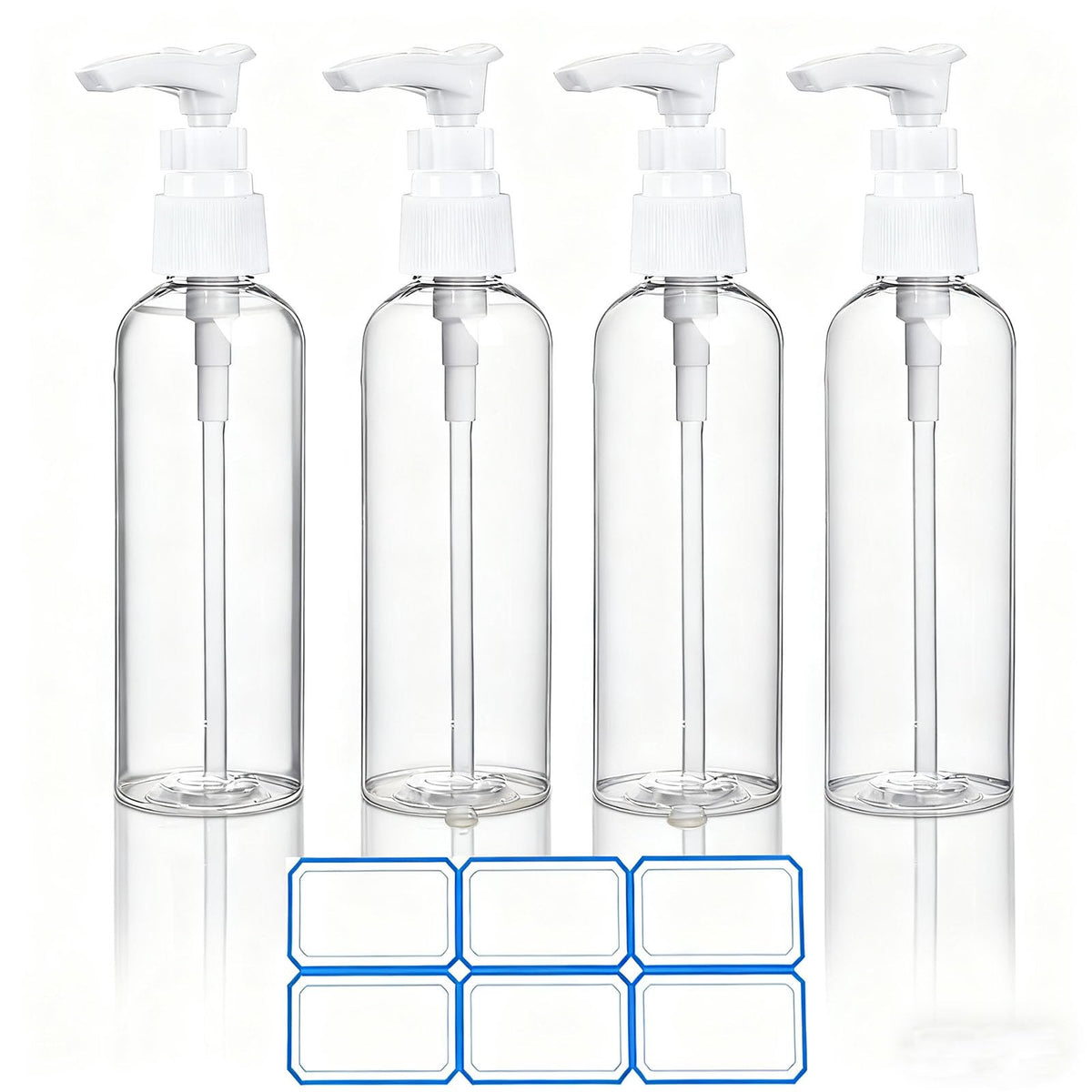 DTDNZKN travel pump bottles, clear 4-pack, easy refill for on-the-go trips.