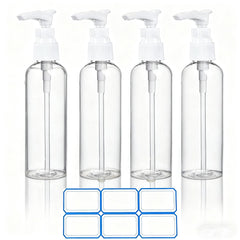 DTDNZKN travel pump bottles, clear 4-pack, easy refill for on-the-go trips.