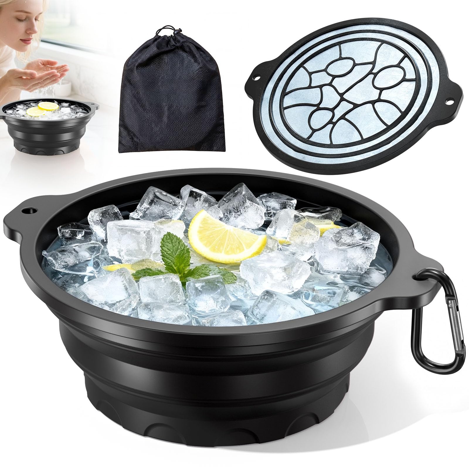 Dtuoen face bowl with built-in ice tray for convenient at-home cold therapy