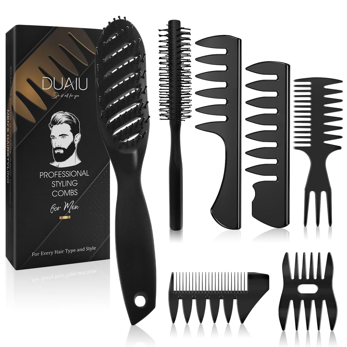 DUAIU curved vent brush for faster blow-drying and scalp massage.