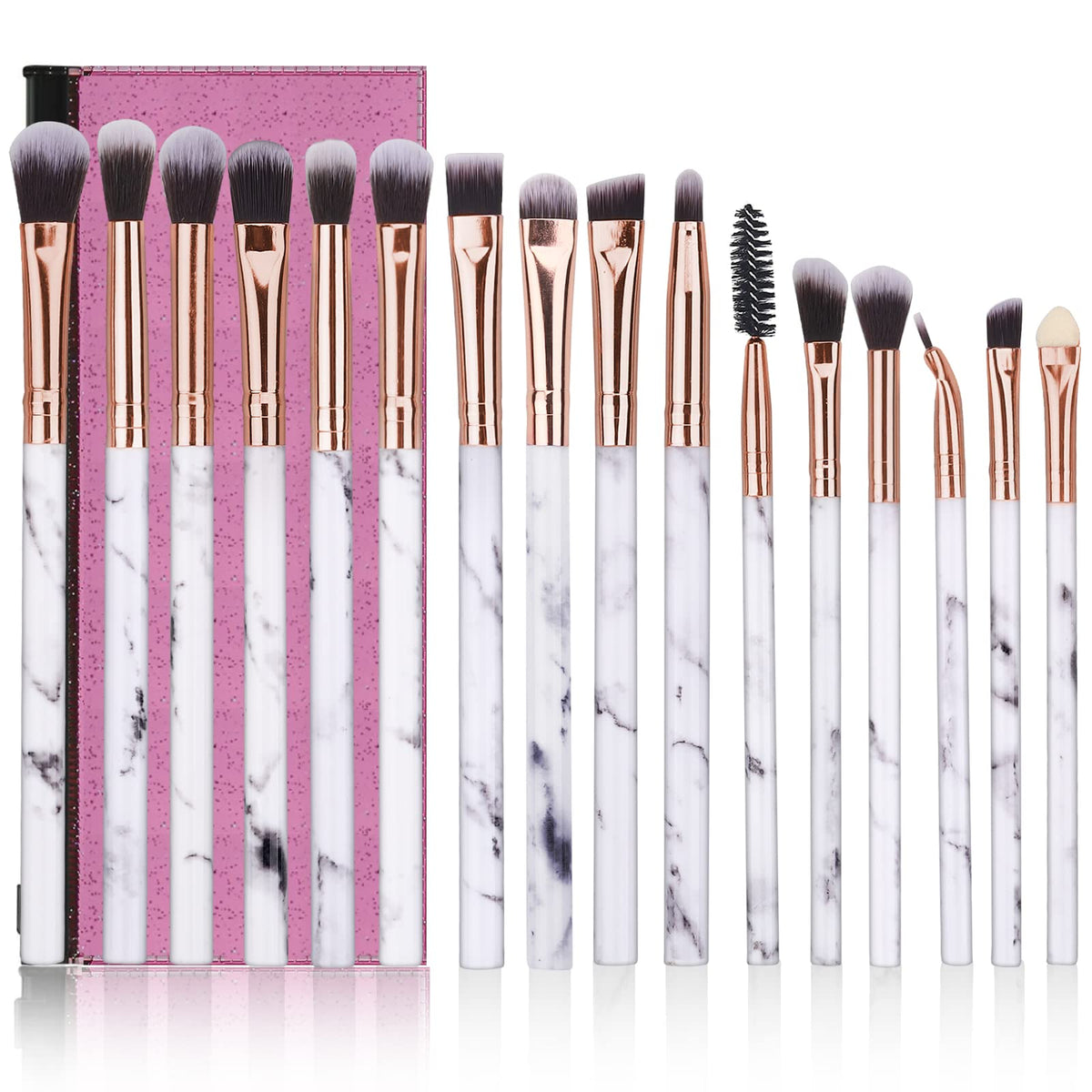 DUAIU rose marble handle eye brush set for smooth eyeshadow application.