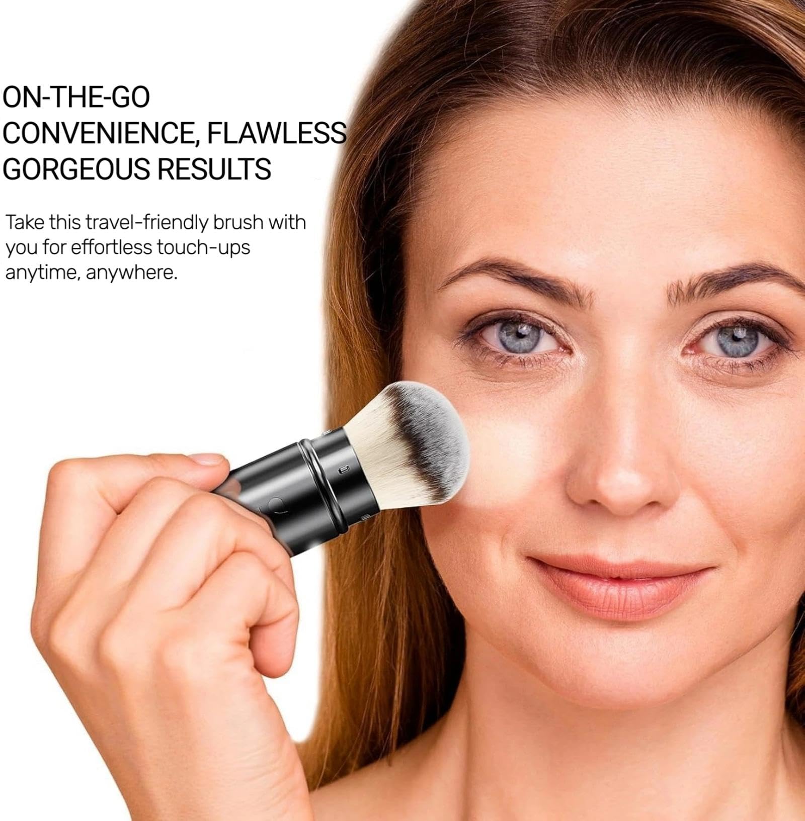 DUcare aluminum-handle kabuki brush offers durable, stylish tool for makeup.