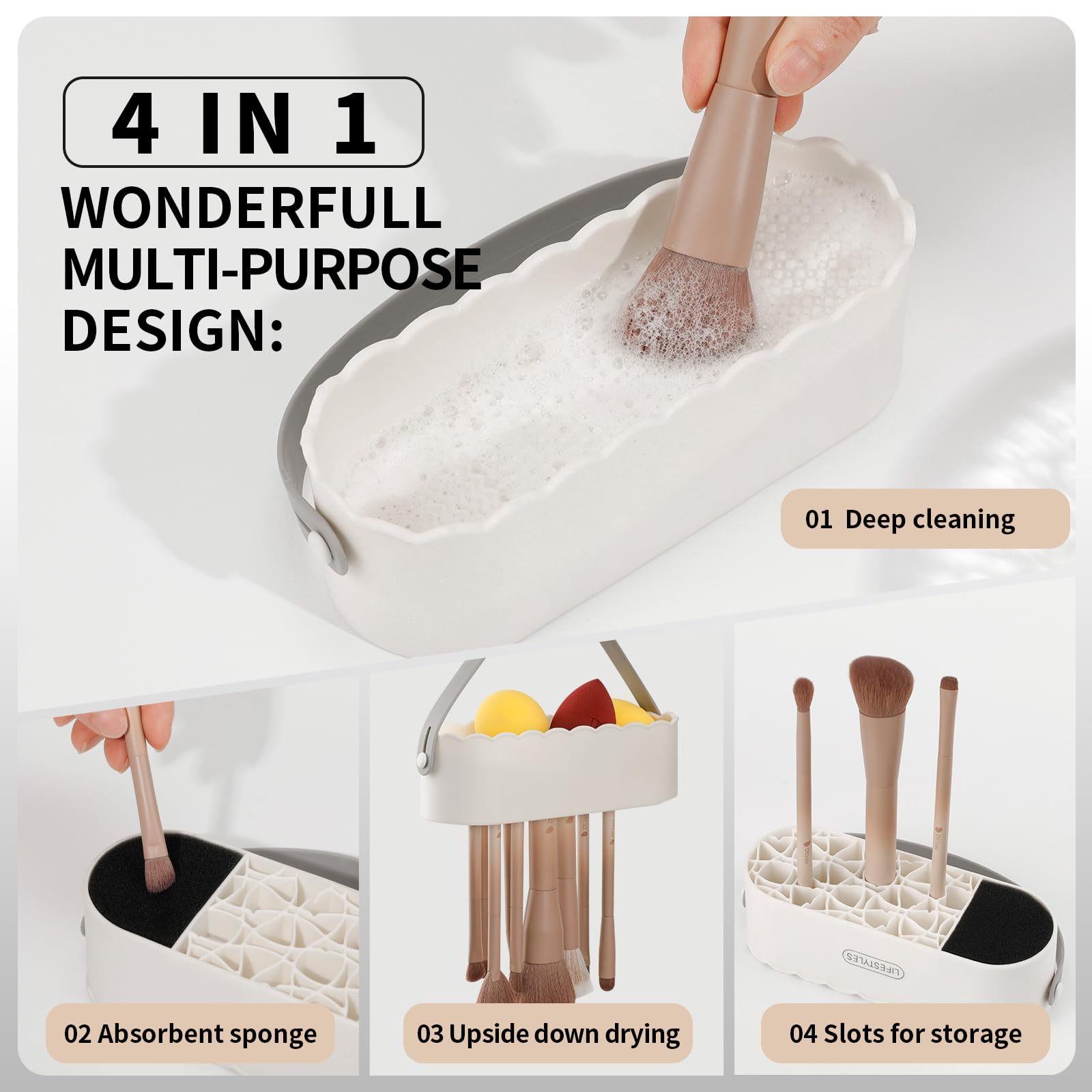 DUcare bottom with 77 fixing holes optimized for different brush sizes.