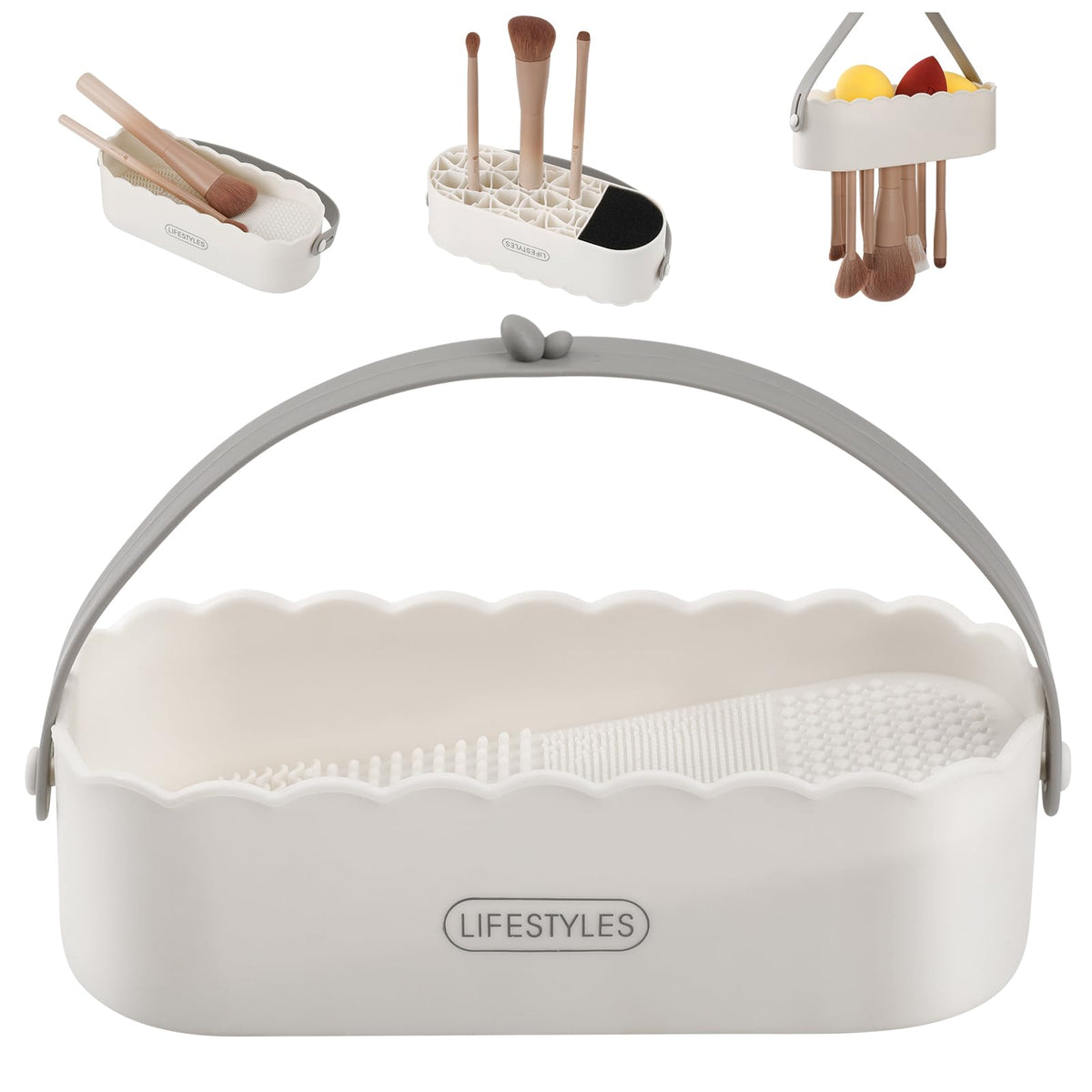 DUcare 4-in-1 brush cleaner bowl with integrated cleaning surface for easy scrubbing.