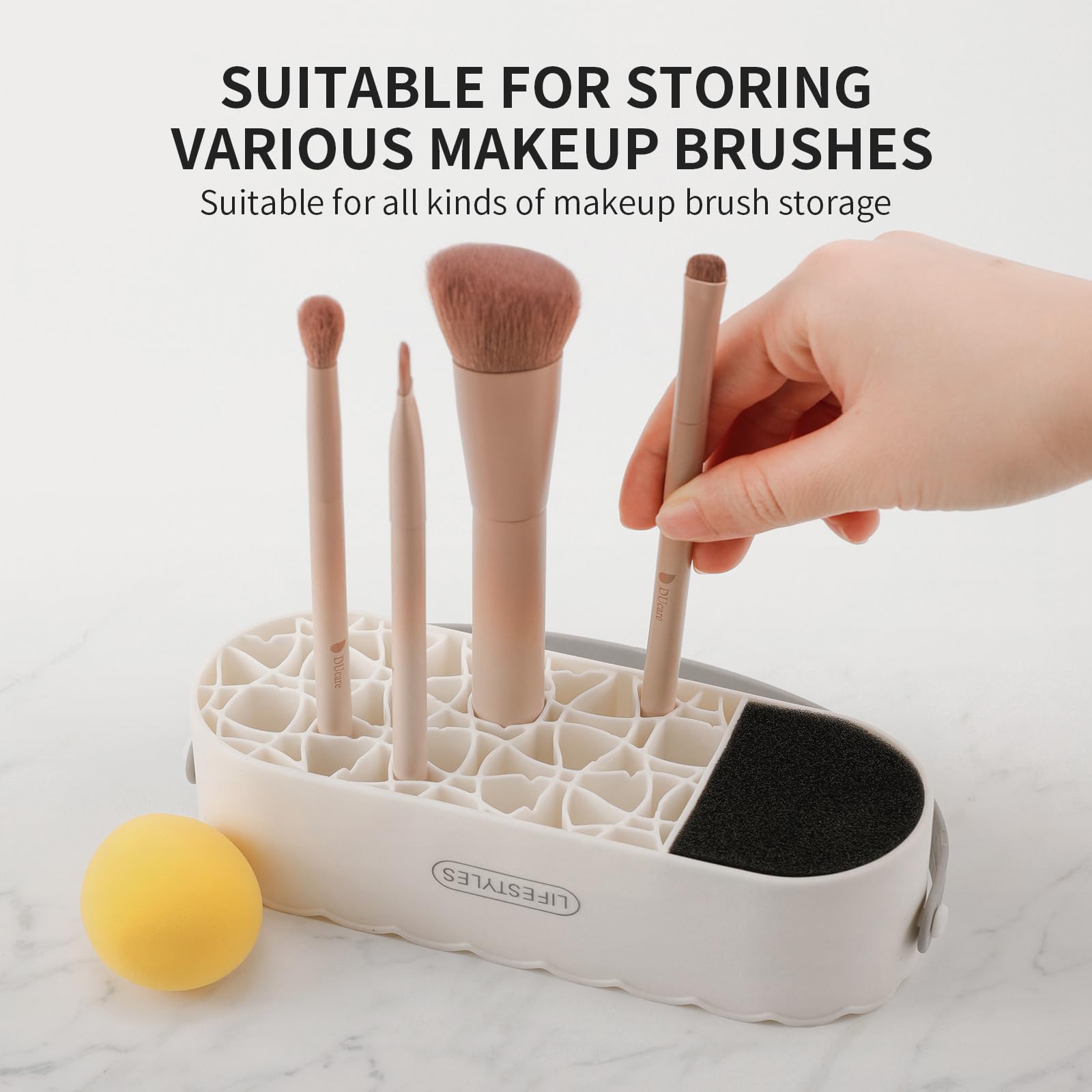 DUcare cleaning brushes in use during a quick cleanup session.