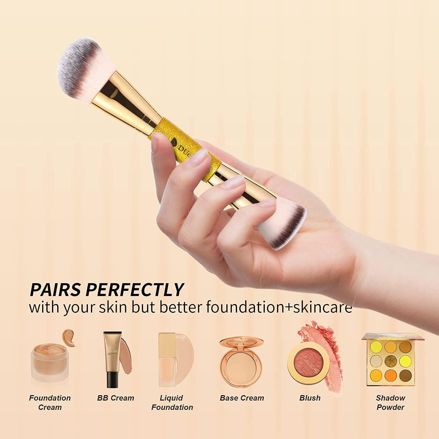 DUcare contour brush provides precise contouring with an angled head.