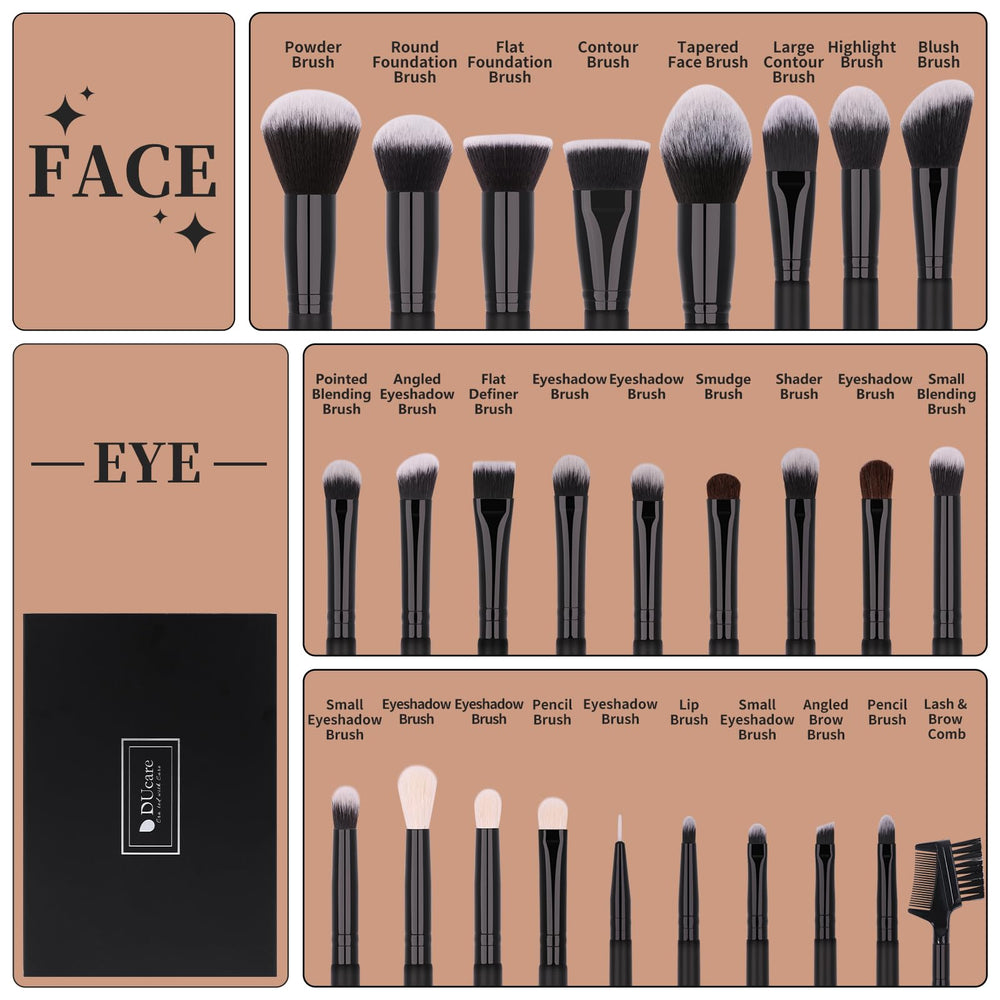 DUcare face brushes 8 pcs collection for smooth foundation and powder application.