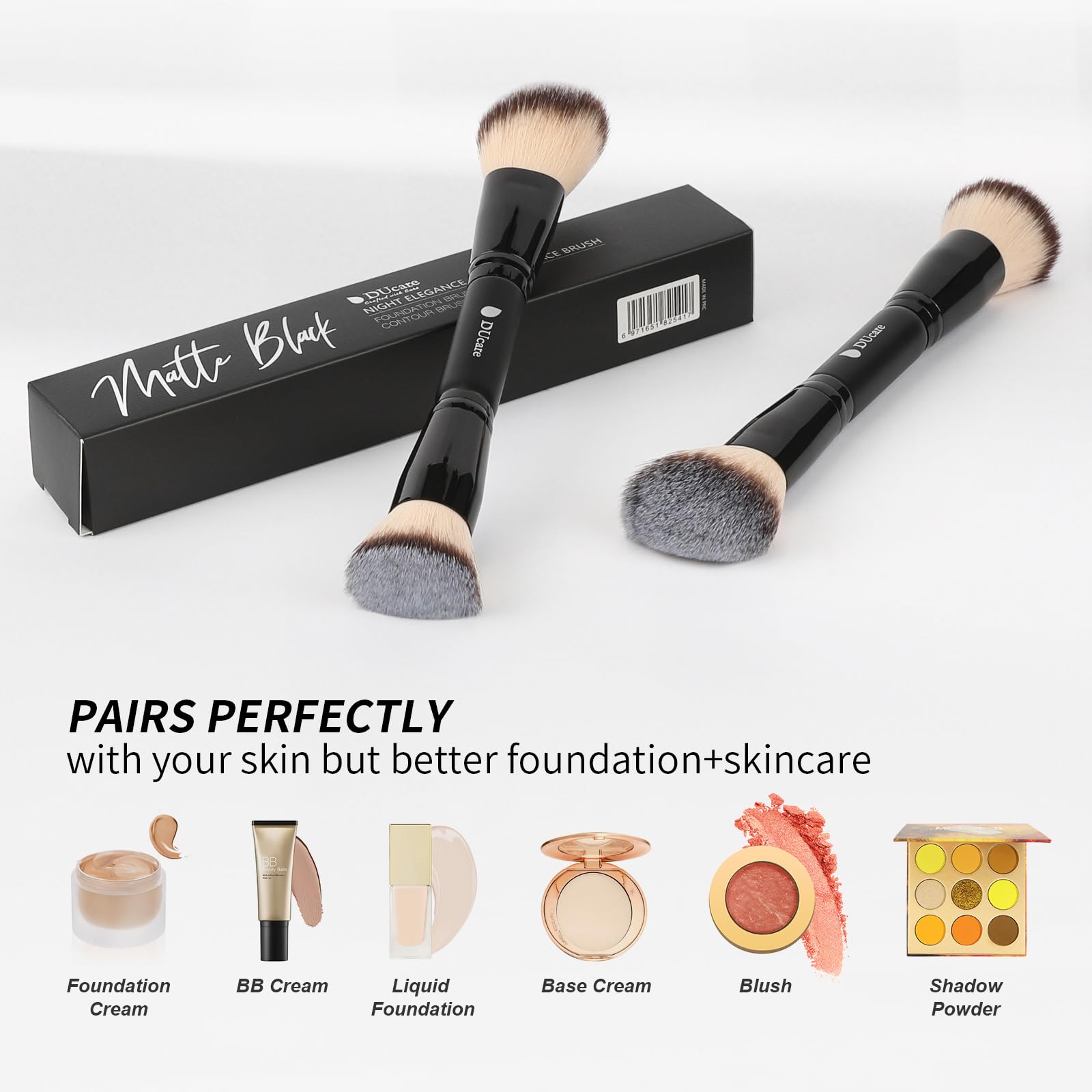 DUcare foundation brush blending for liquid and cream formulas with even coverage