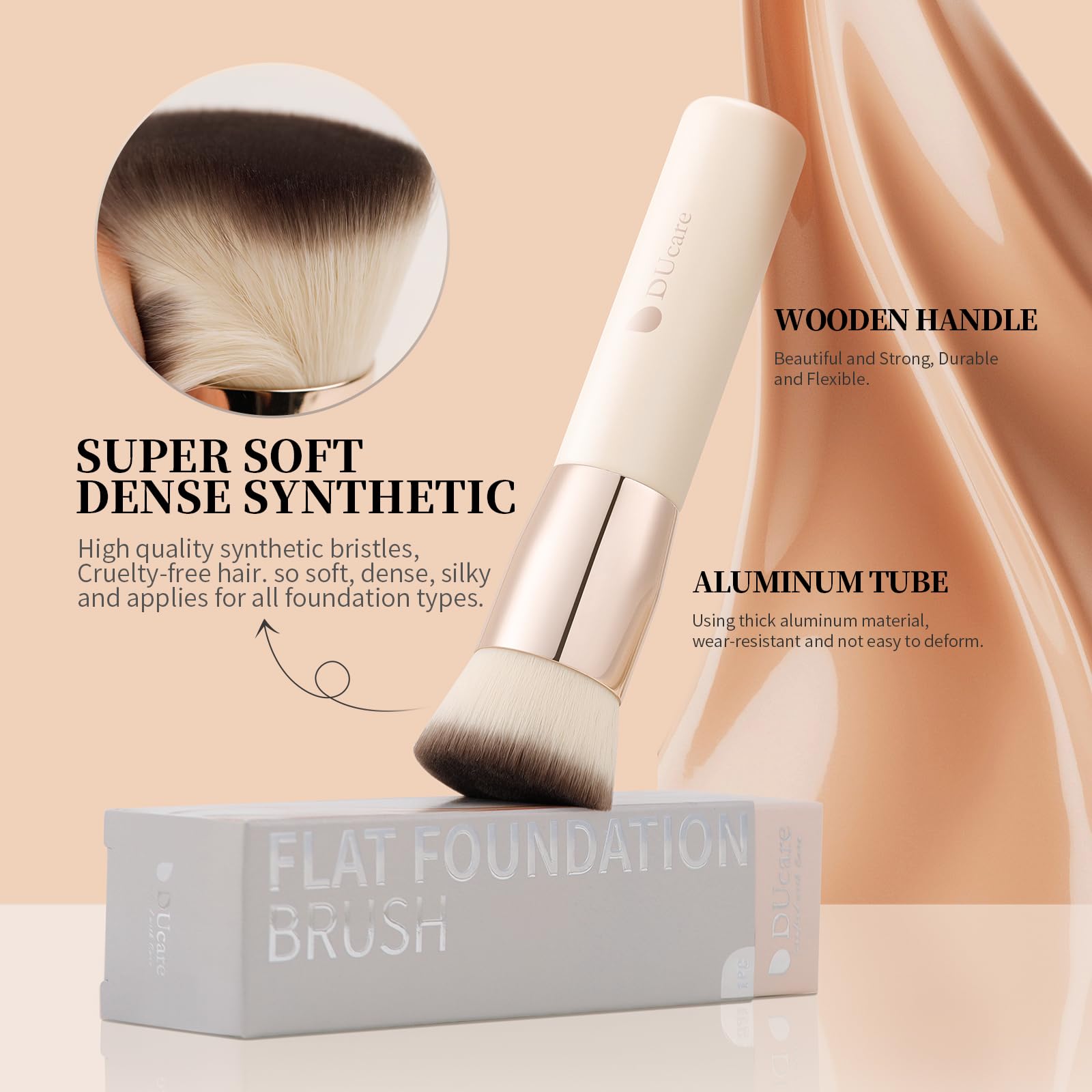 DUcare foundation brush blending performance reduces streaks for flawless makeup