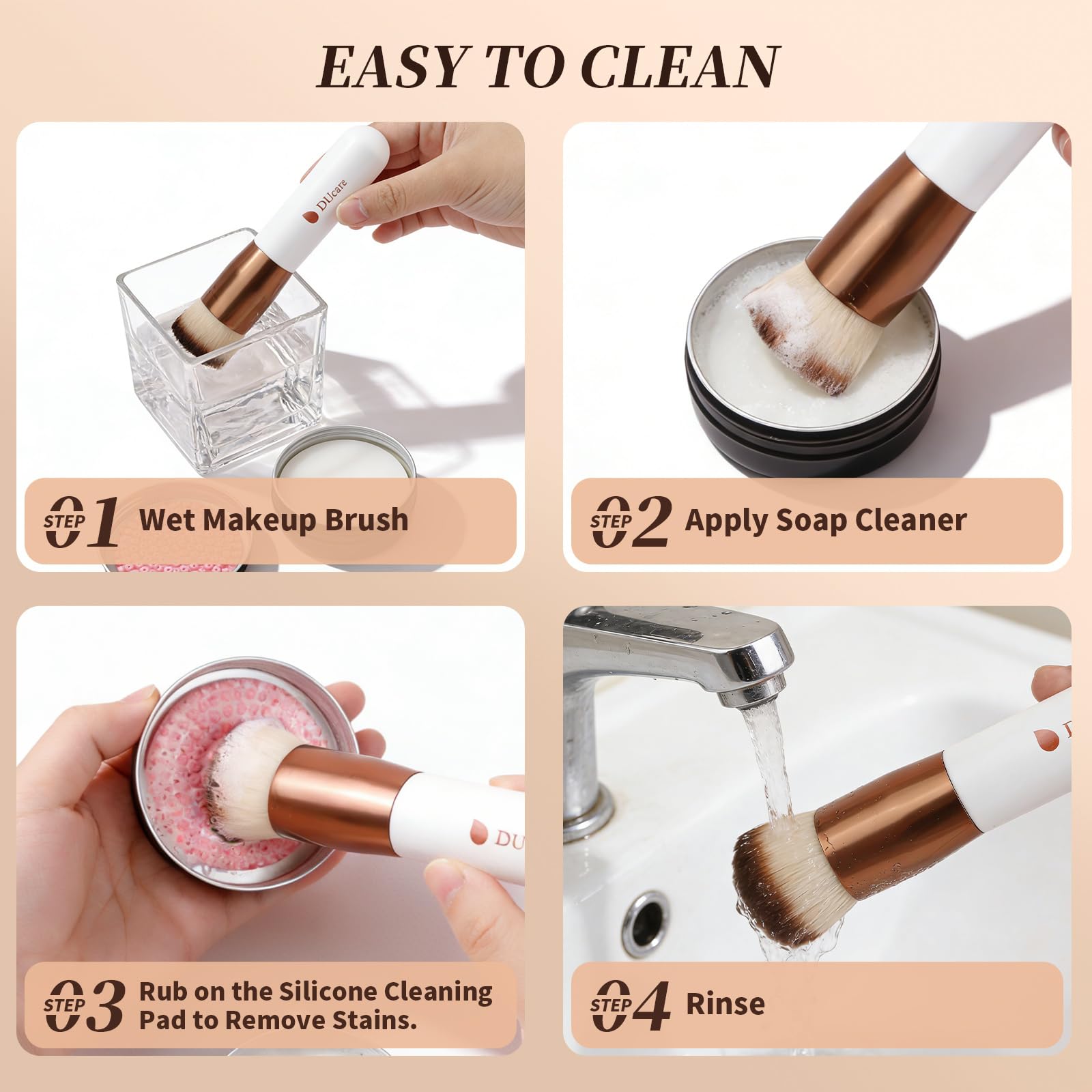 DUcare foundation brush bristle density closeup for durable performance