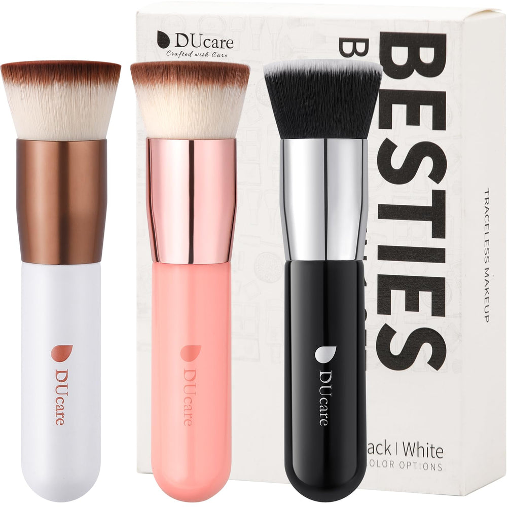 DUcare foundation brush flat-top 3pcs set for smooth, streak-free blending.