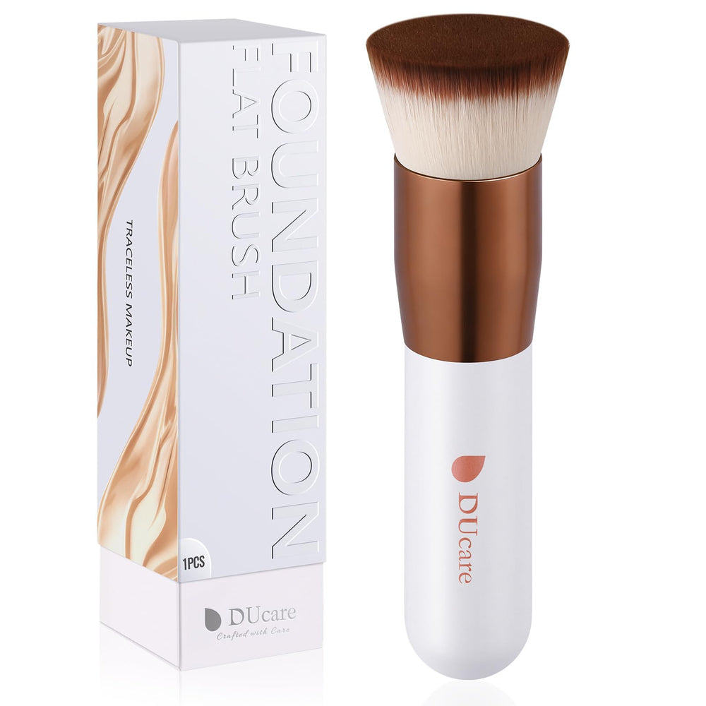 DUcare foundation brush flat top rose gold closeup for precise, streak-free blending
