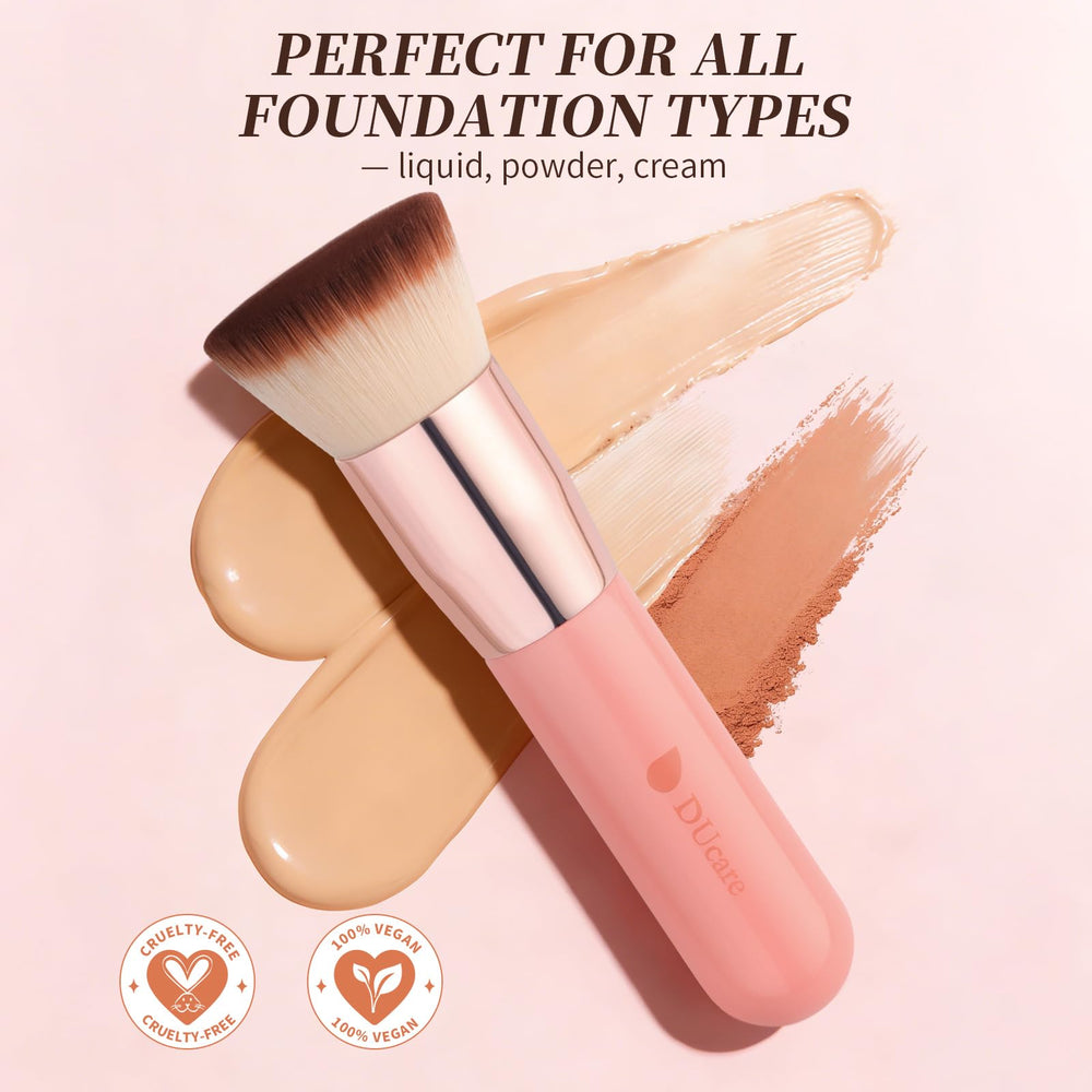 DUcare pink-handle brush combines style with comfortable grip during makeup.
