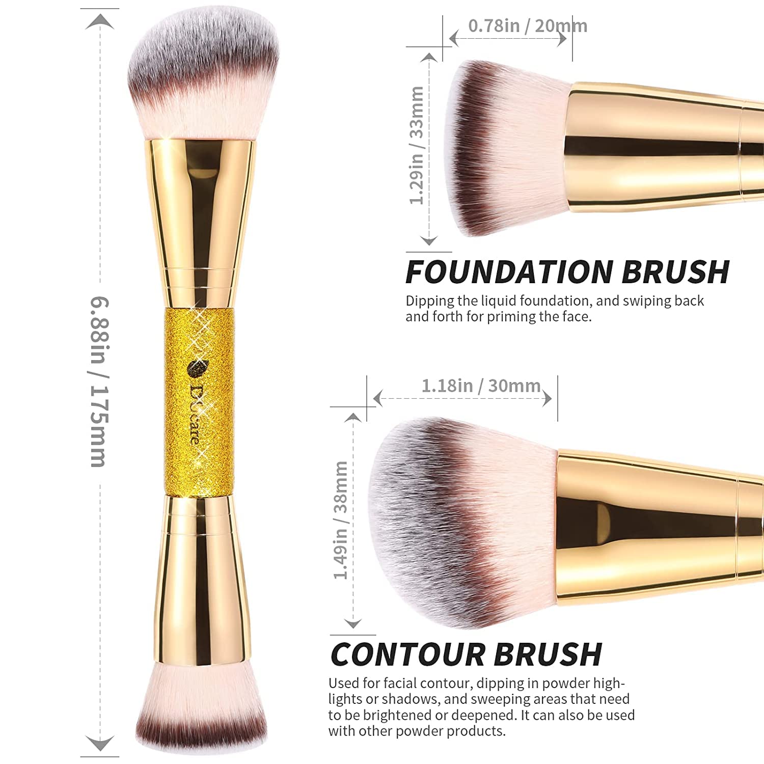 DUcare foundation brush with soft dense bristles for smooth, streak-free application.